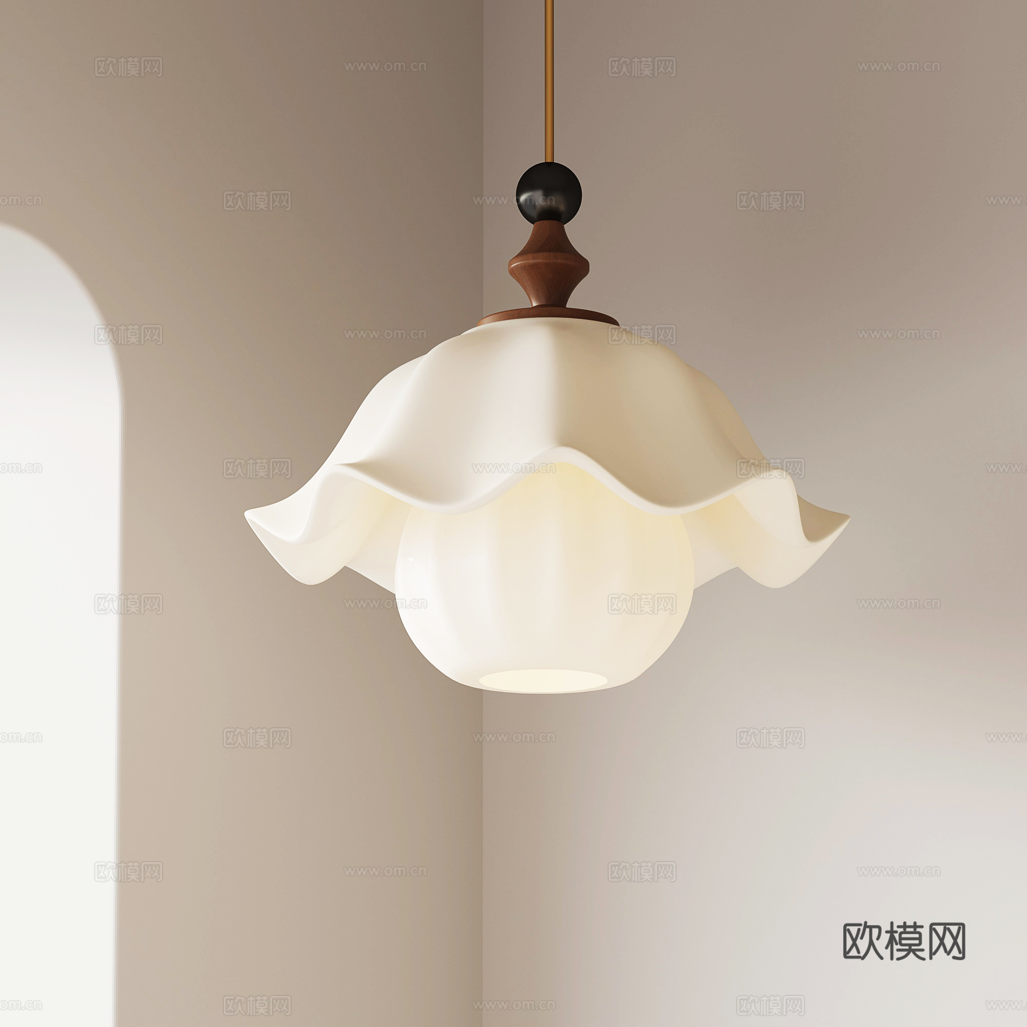 现代奶油风吊灯 小吊灯su模型