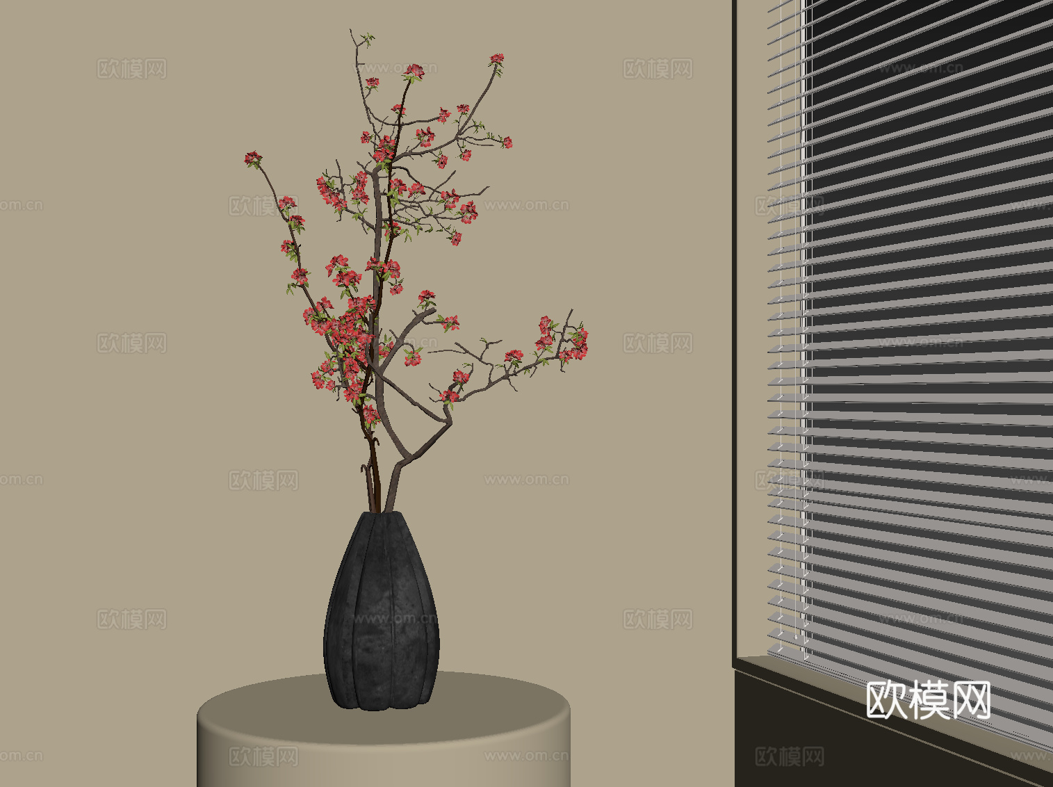 现代中古花艺 中古风花瓶花艺su模型