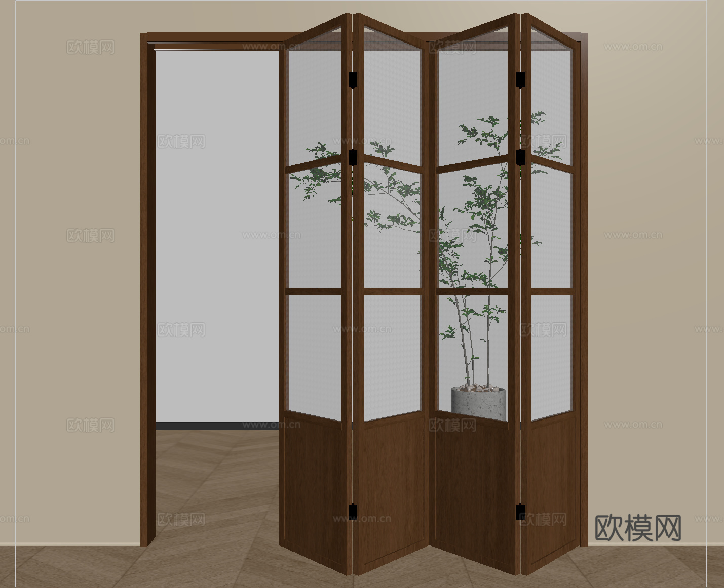 中古玻璃折叠门 阳台折叠门 厨房折叠门 玻璃移门su模型
