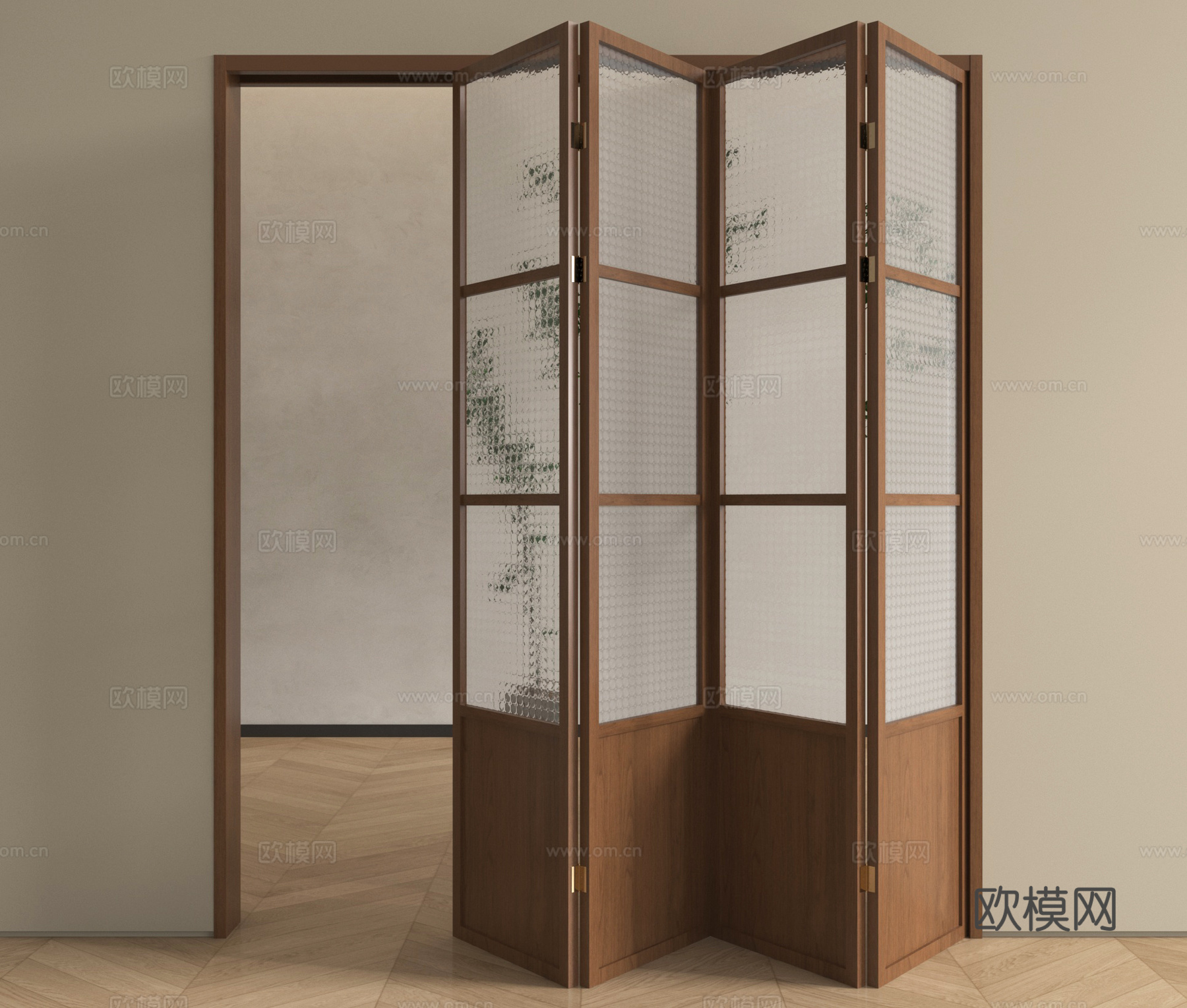 中古玻璃折叠门 阳台折叠门 厨房折叠门 玻璃移门su模型