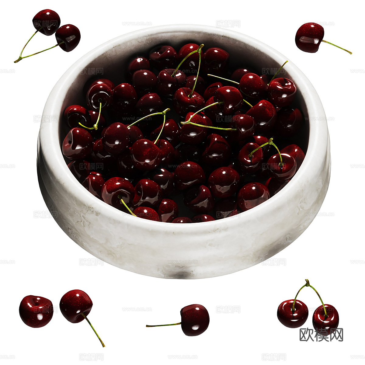 樱桃碗 樱桃3d模型下载（渲染图2）