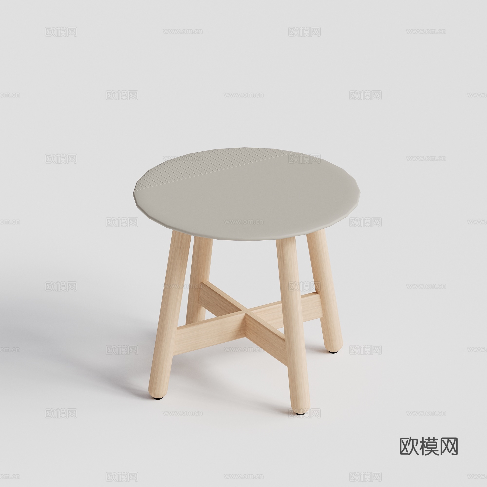 DEDON - 现代户外凳 圆形柚木凳 餐凳su模型