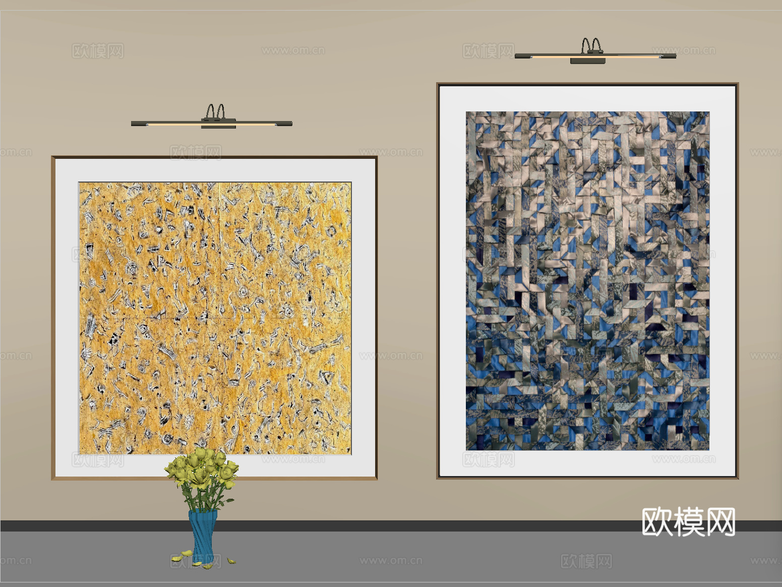 意式轻奢挂画 装饰挂画su模型