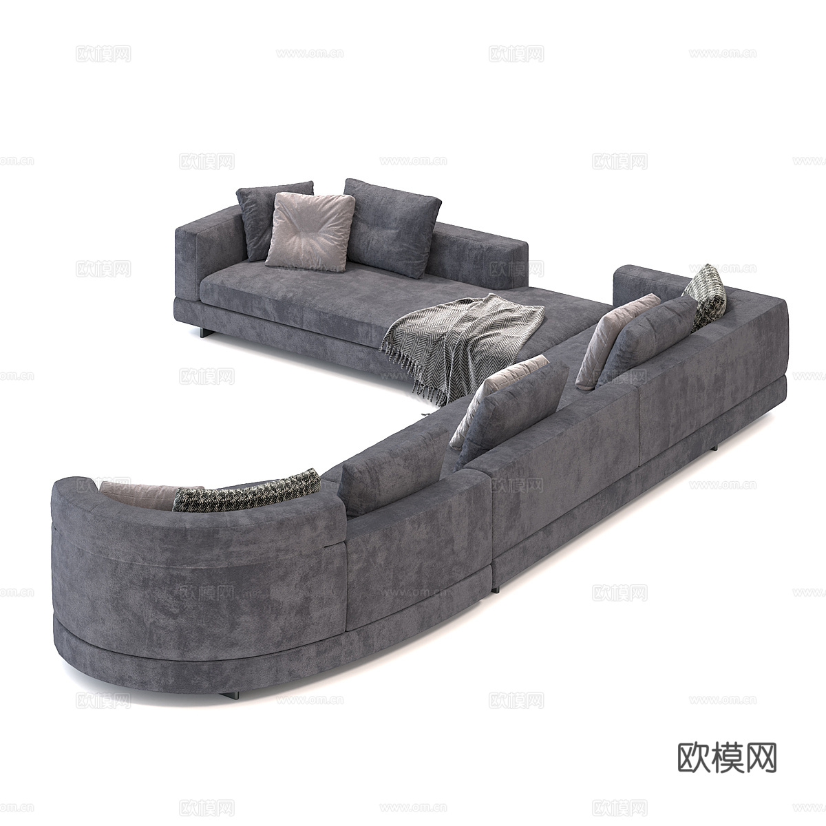 现代意式 Minotti Alexander 布艺组合转角沙3d模型