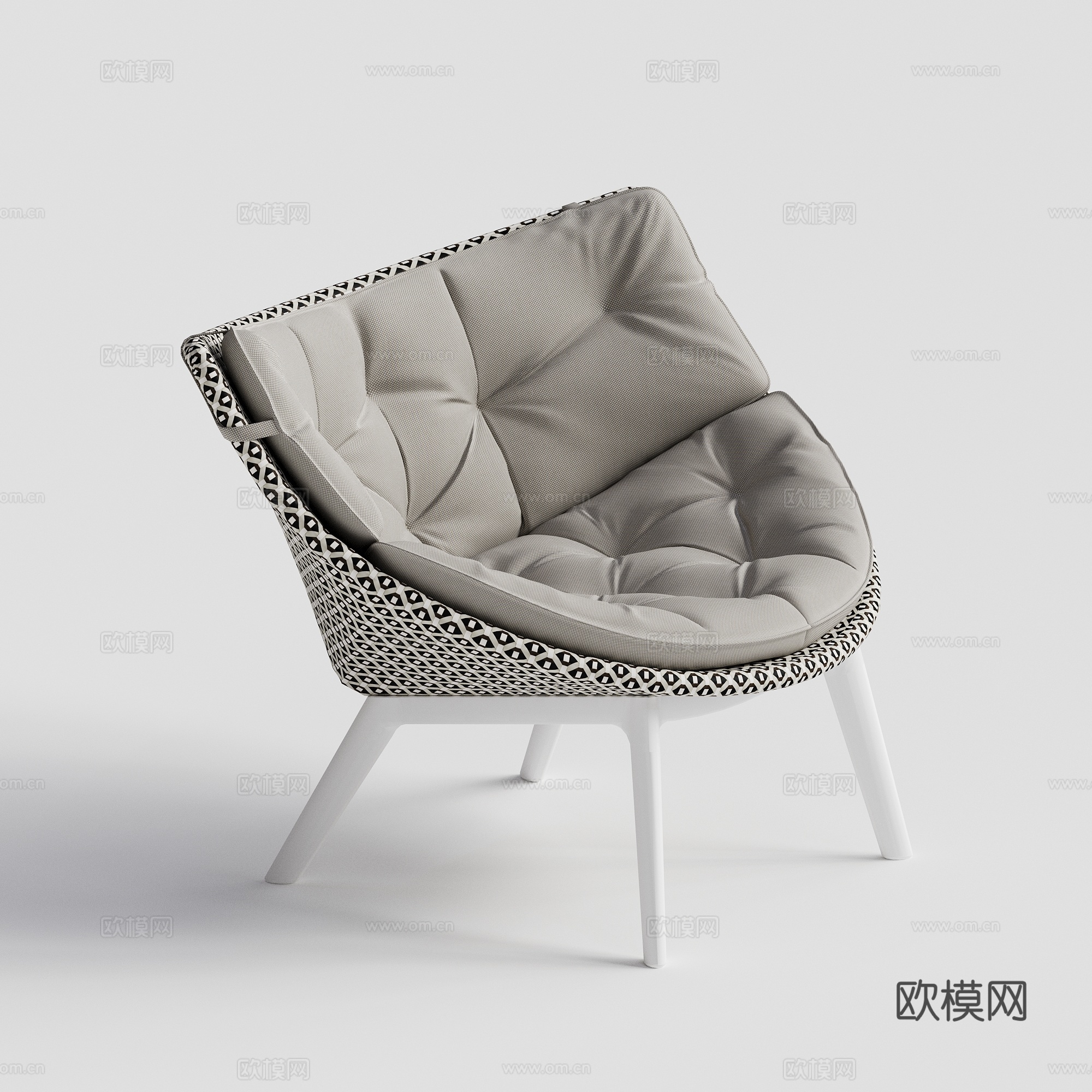 DEDON - 现代户外椅 藤编椅 单人椅 柚木休闲椅su模型