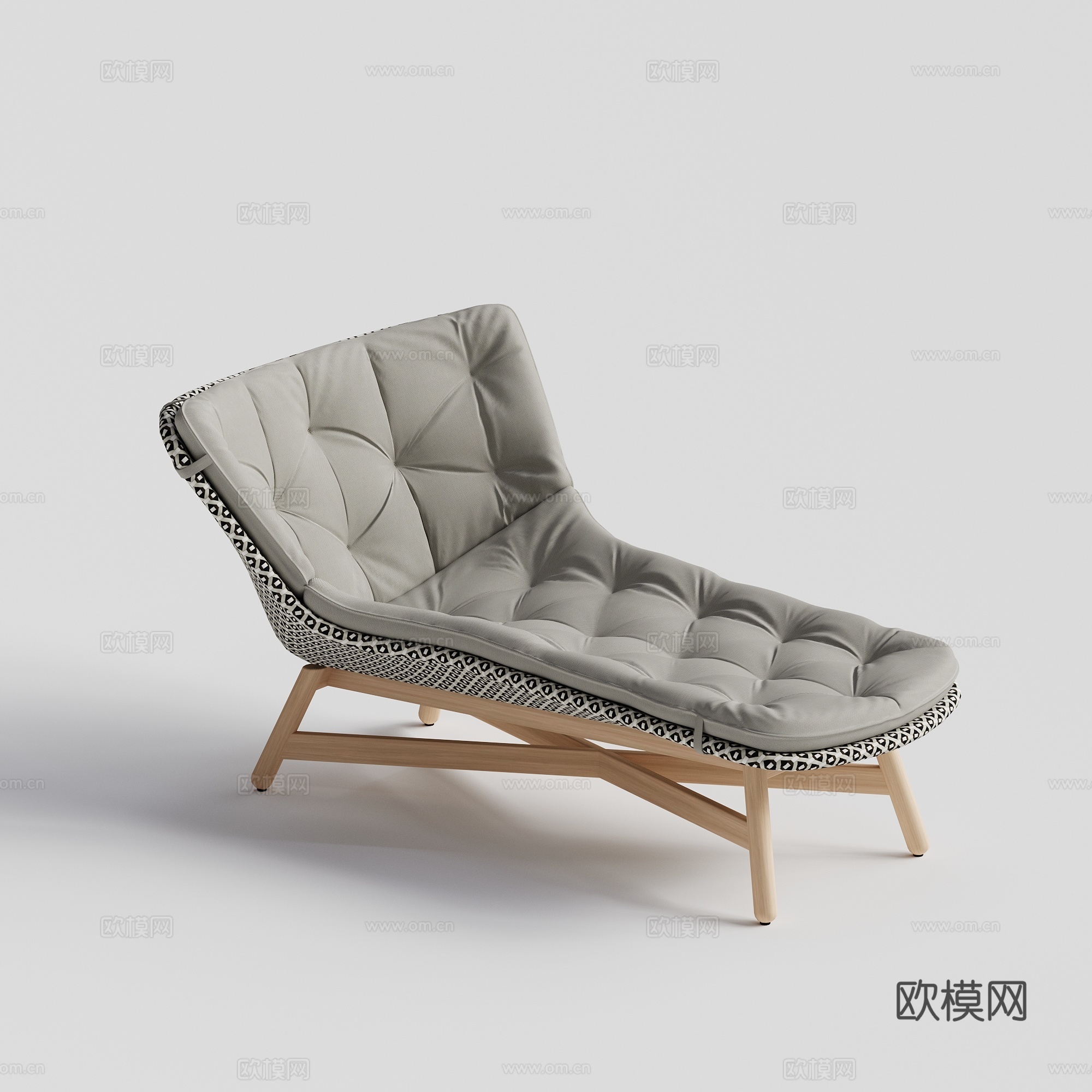 DEDON - 现代户外椅 单人椅 泳池沙滩躺椅 藤编贵妃椅su模型