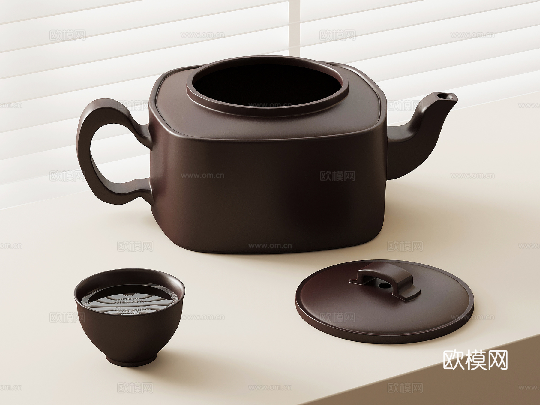 新中式茶具 茶壶 茶杯3d模型