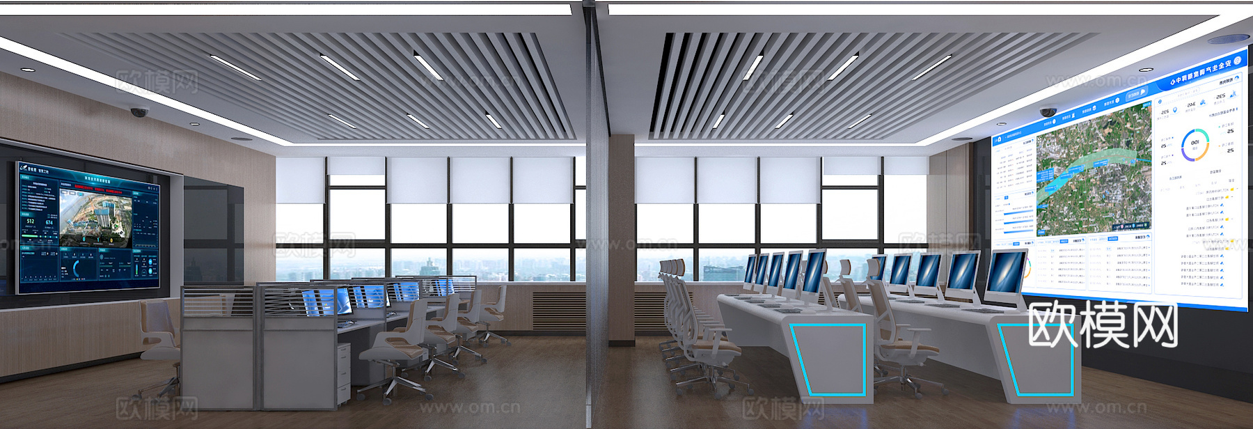 信息化调度室/现代监控室3d模型下载