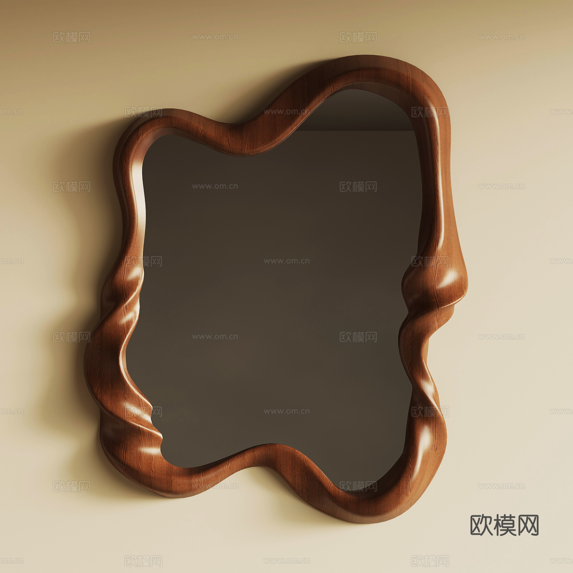 现代中古镜子 浴室镜 化妆镜su模型