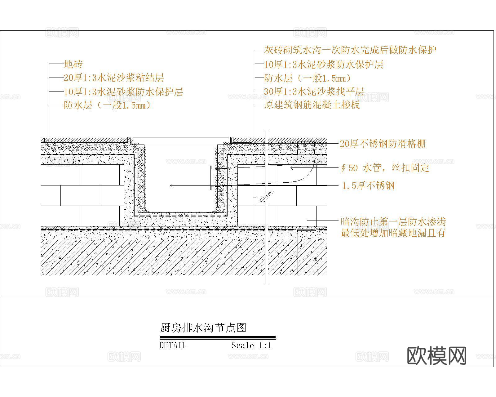 厨房排水沟CADcad施工图