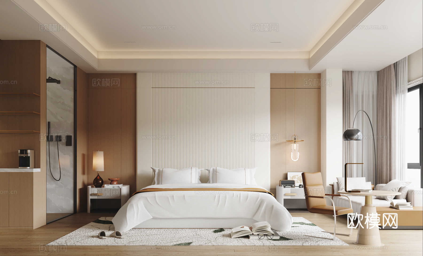 现代酒店客房3d模型下载