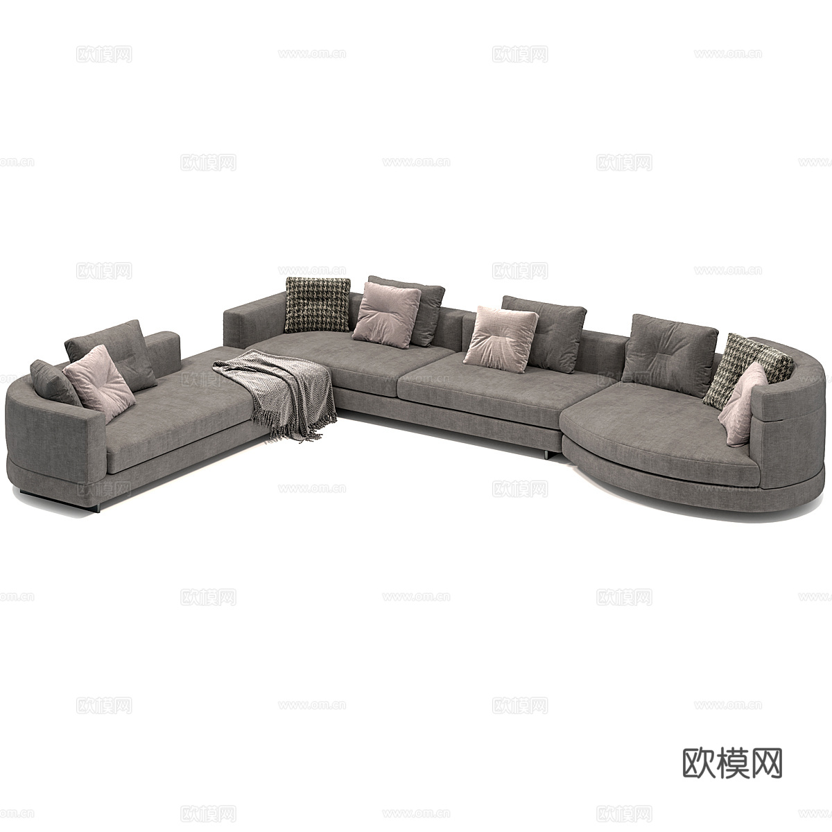 现代意式 Minotti Alexander 布艺组合转角沙3d模型