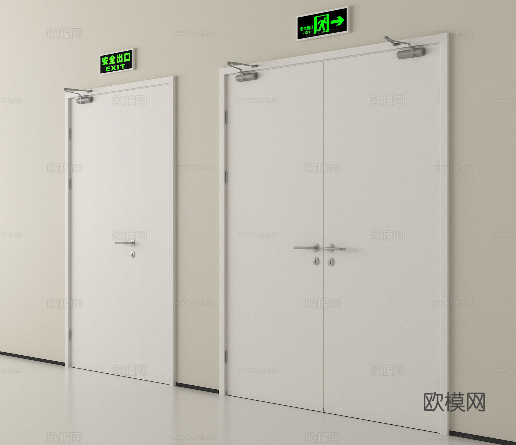 现代消防门 防火门 安全出口su模型
