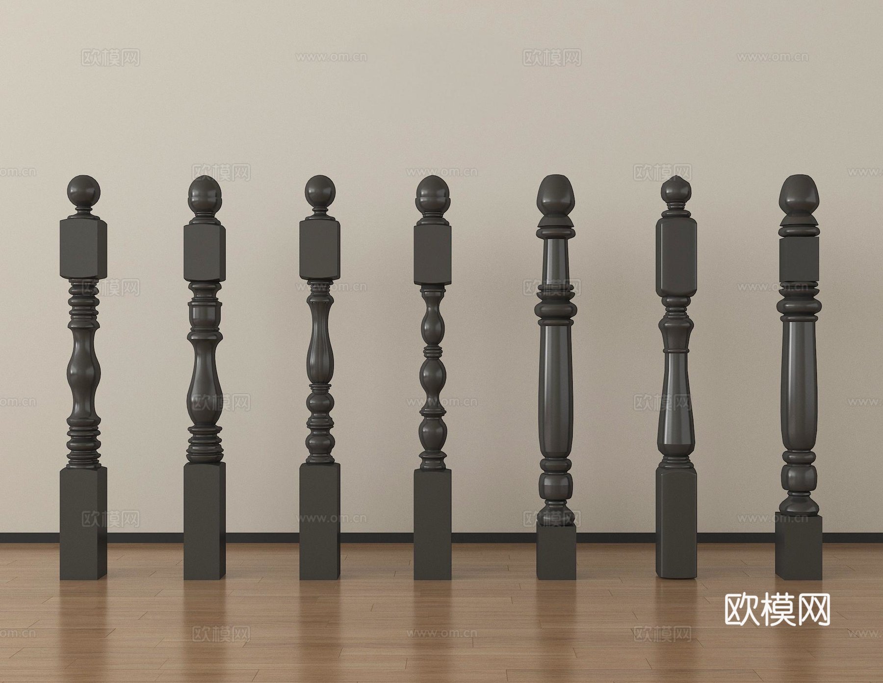 美式柱子 美式栏杆3d模型3d模型下载