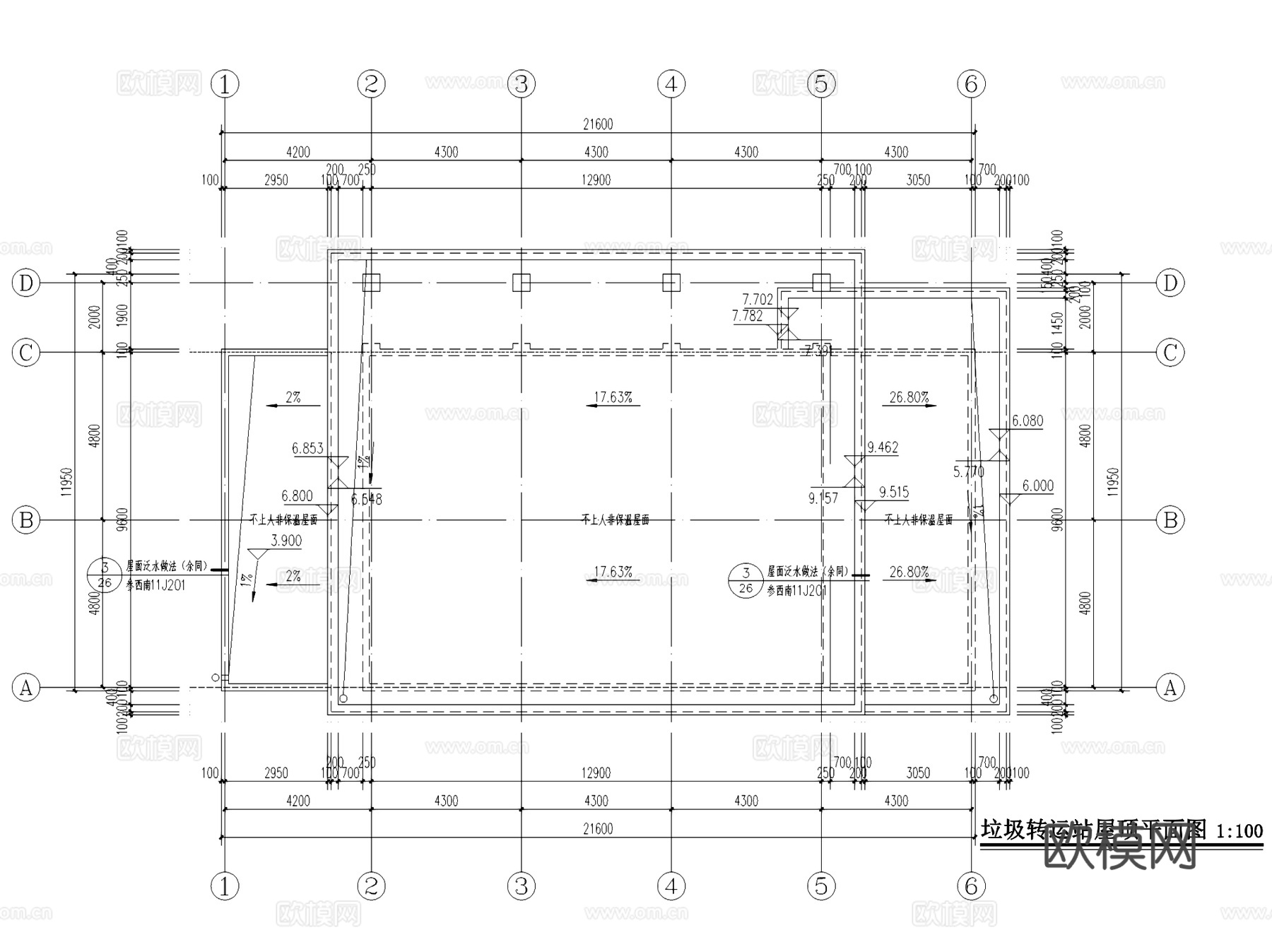 重庆东港片区垃圾转运站建筑CAD施工图全套cad施工图