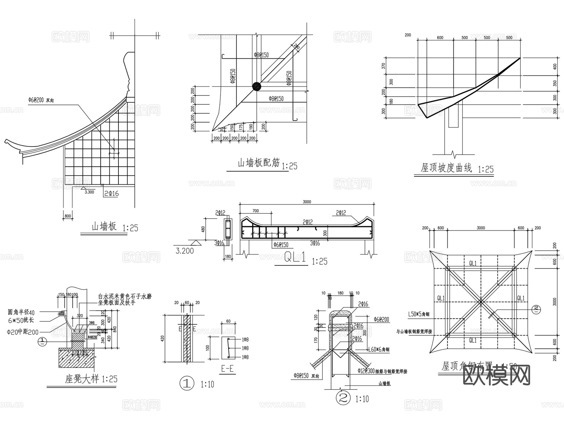 中式古建筑四角方亭CAD施工图cad施工图