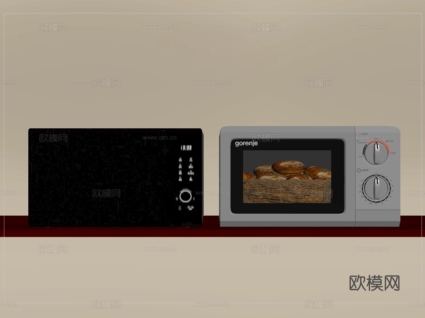 现代微波炉 厨房电器su模型