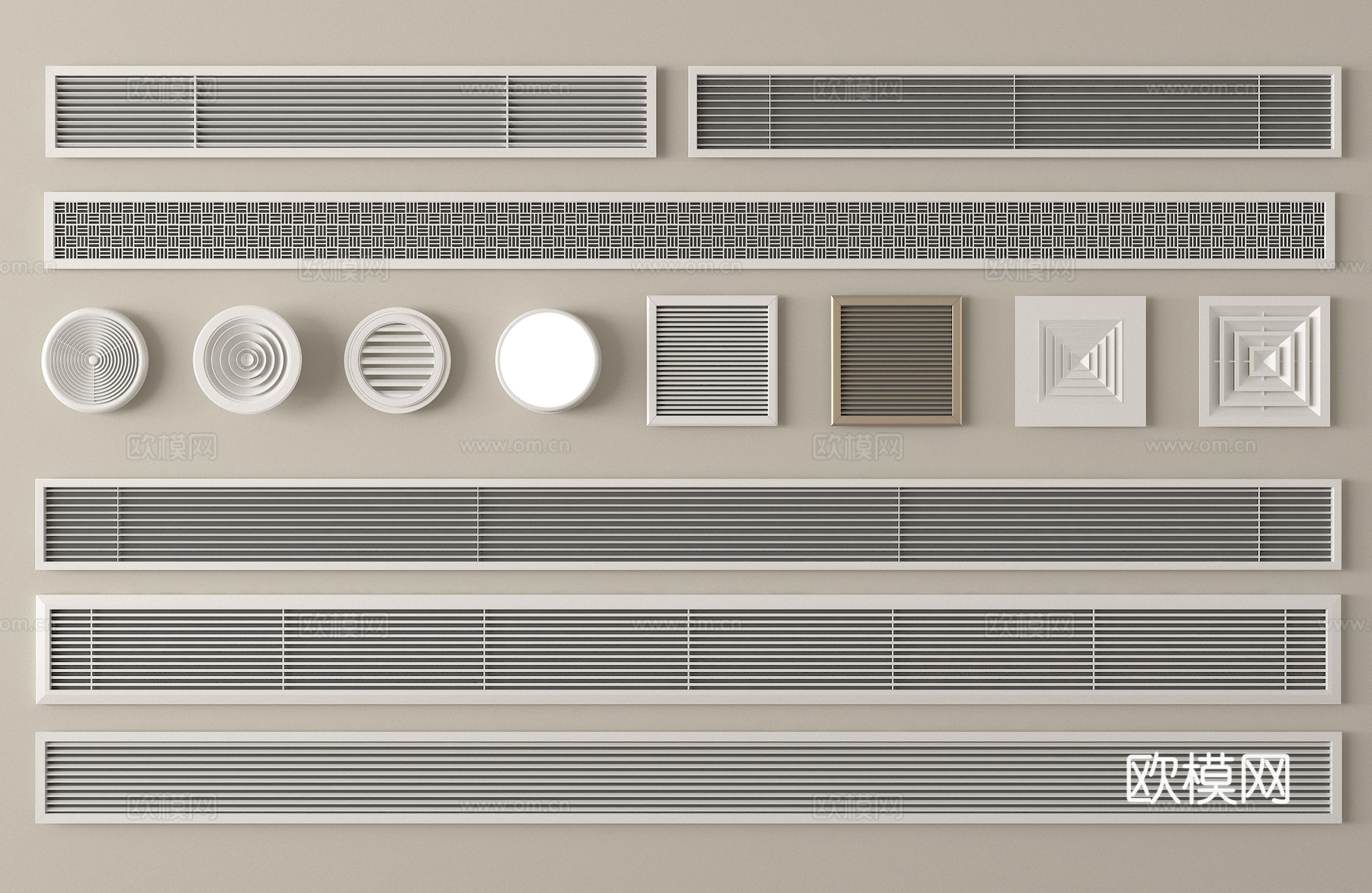 现代空调出风口 中央空调出风口 排气扇su模型