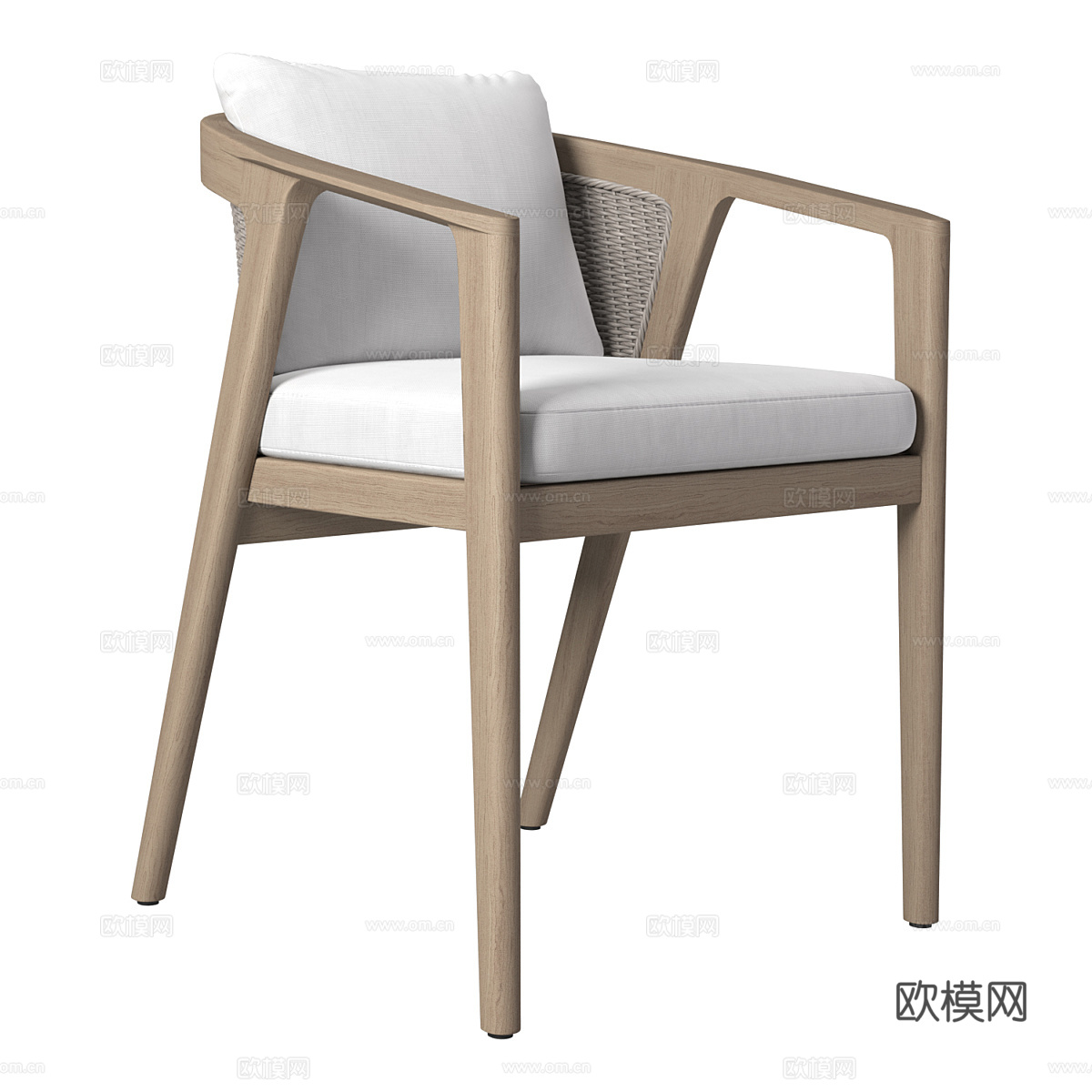 新中式 Malta 柚木餐椅3d模型下载（渲染图1）