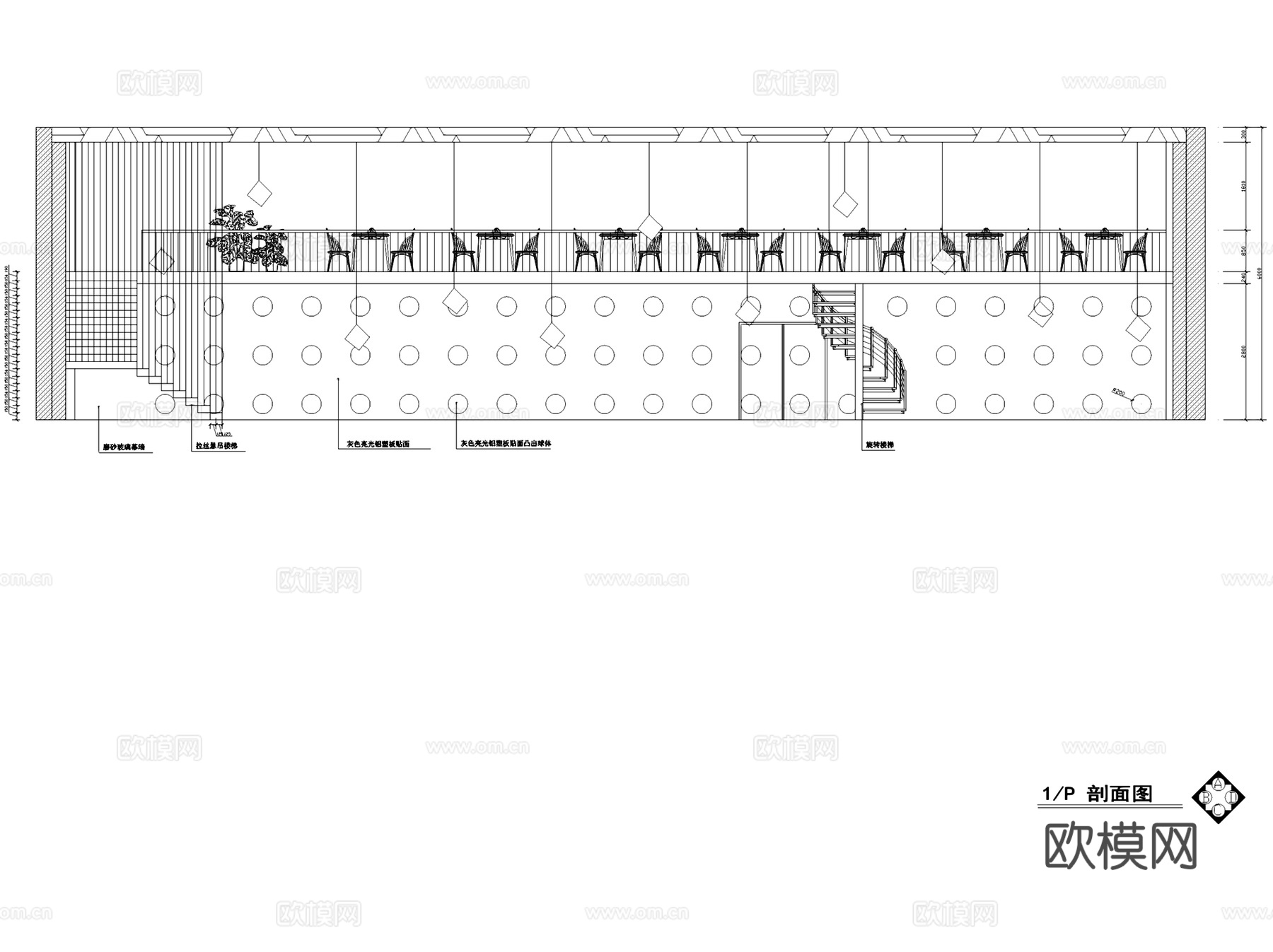 青柠一夏二层餐厅室内工装CAD施工图cad施工图