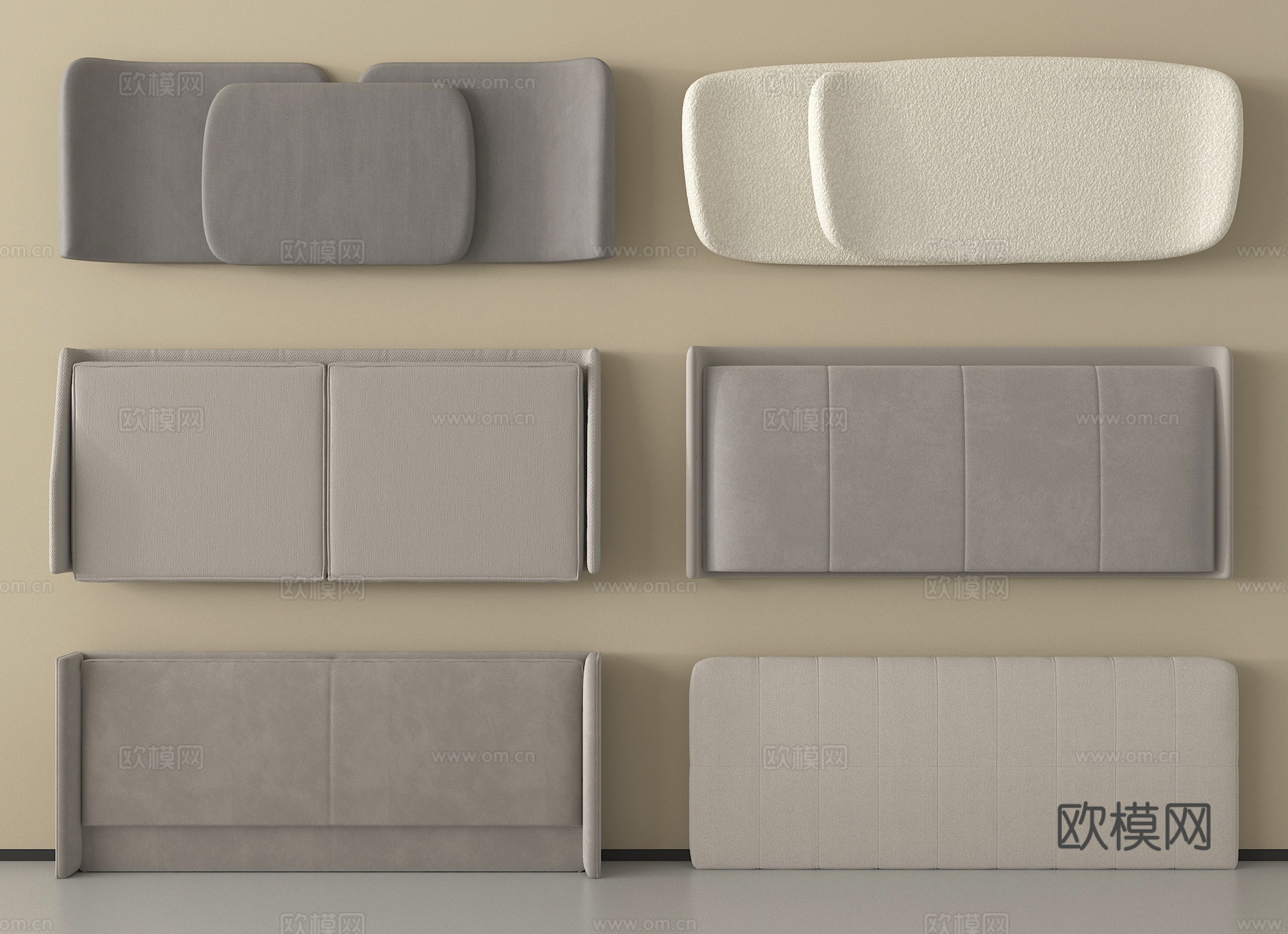 现代床靠背 床品 床头su模型