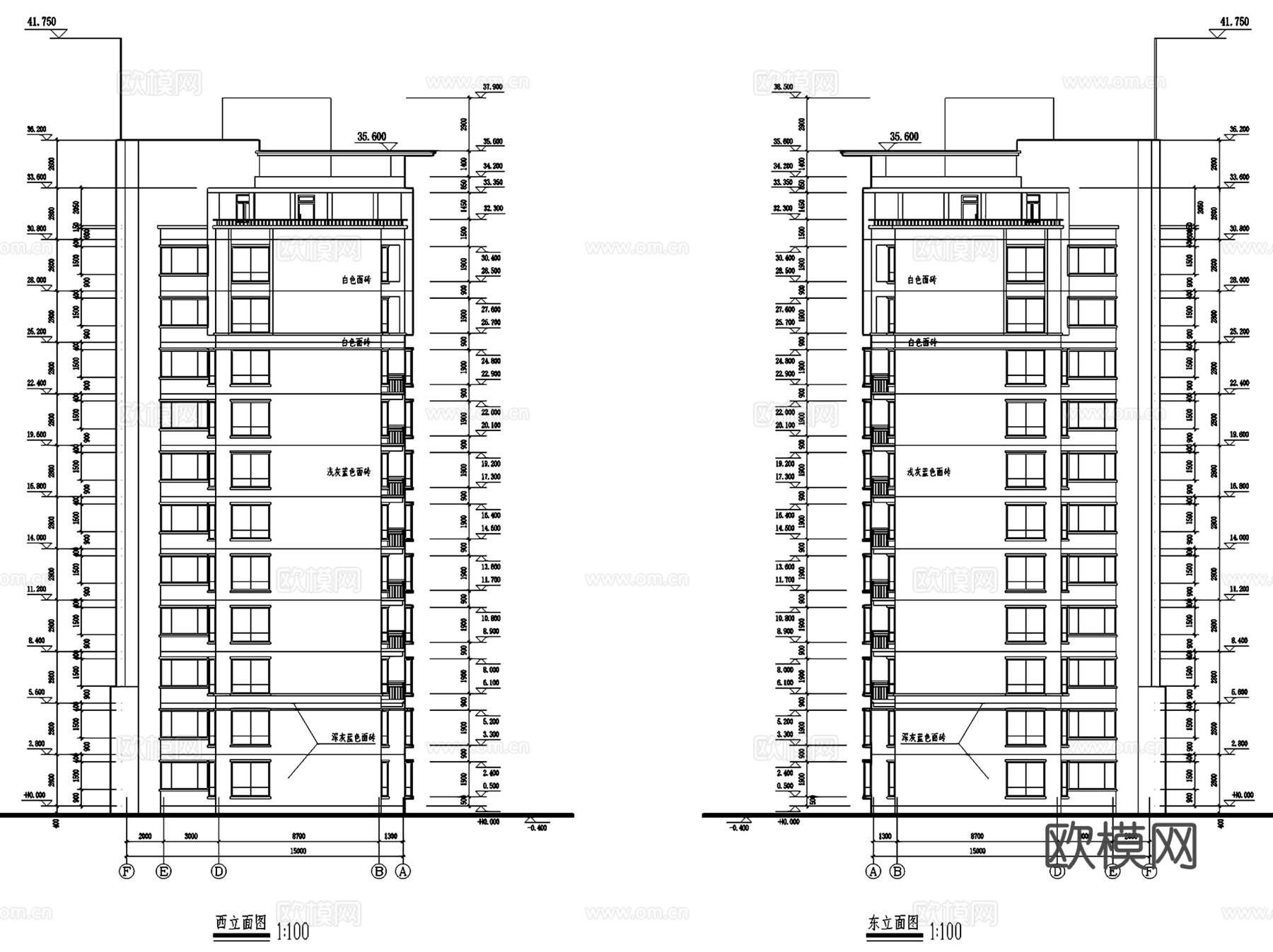 住宅楼单元楼居住建筑CAD施工图集 40套cad施工图
