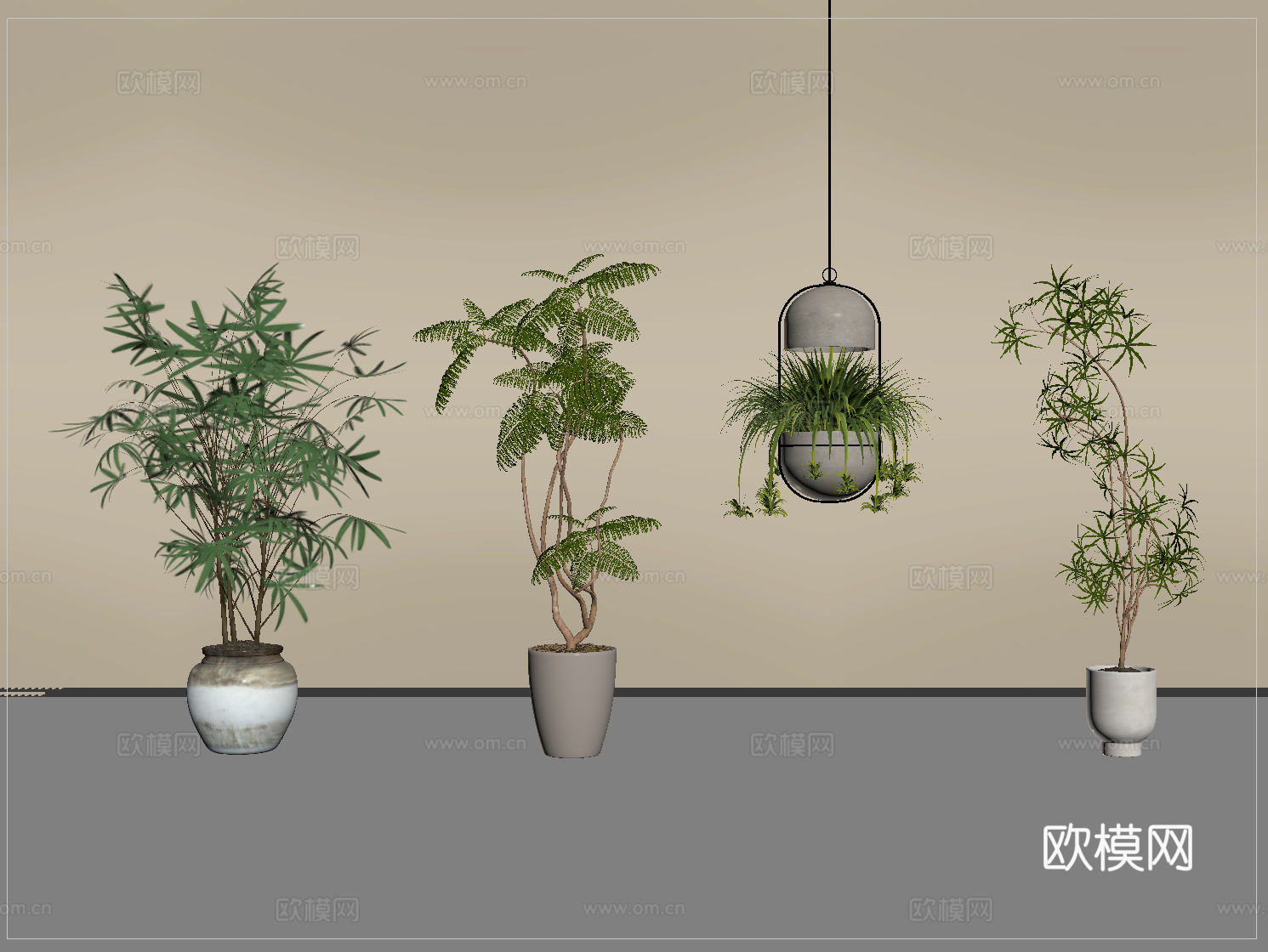 现代盆栽 植物盆栽 绿植 盆栽 盆景su模型