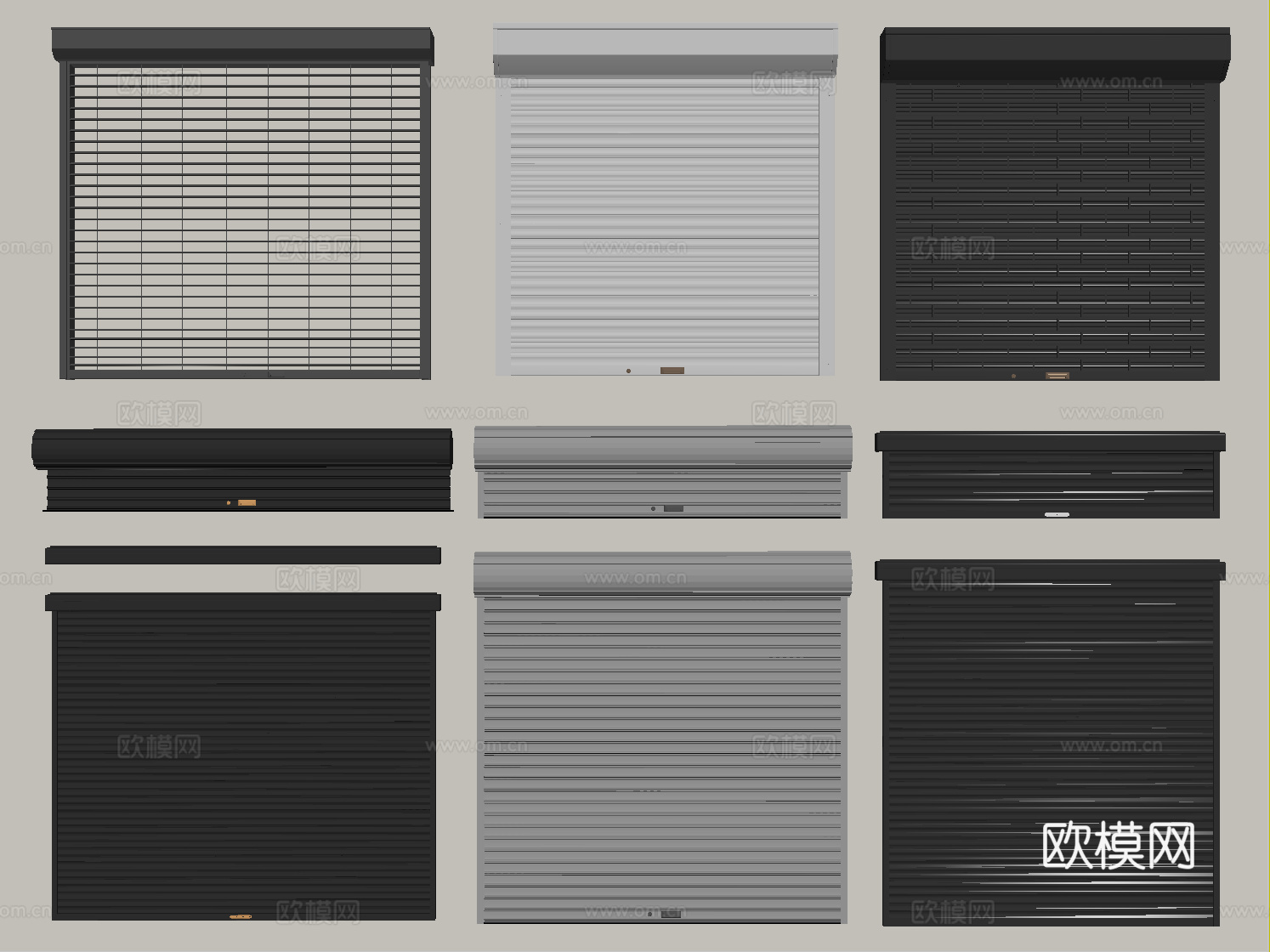 现代卷帘门 卷闸门 车库门 仓库门 防盗门su模型