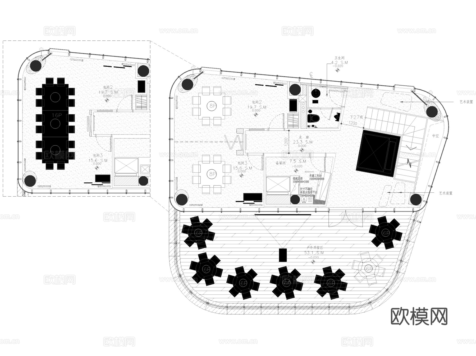 江西新力外滩9号7#拾光火锅店室内工装CAD施工图整套cad施工图