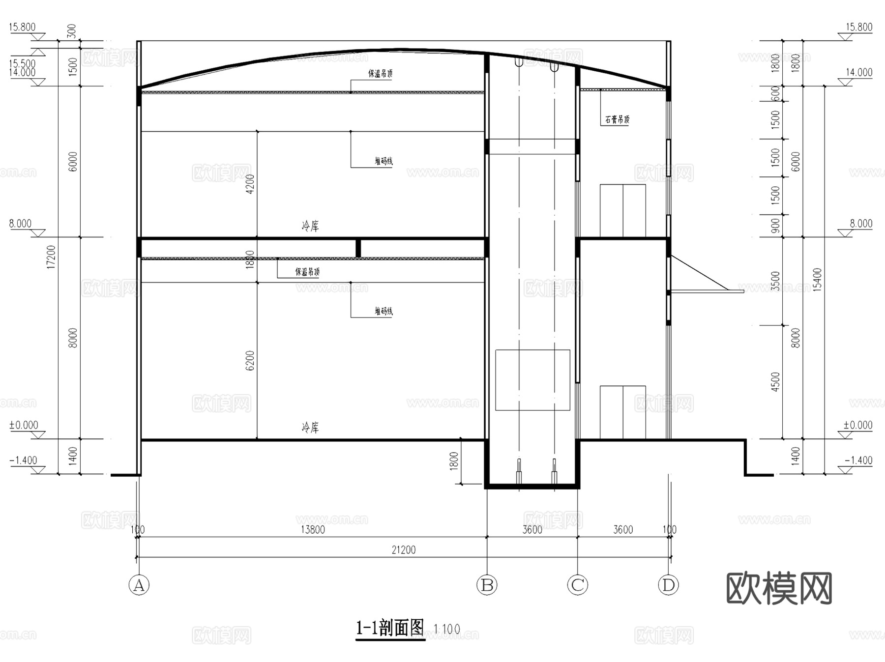 重庆双河口粮油仓储配送中心冷库建筑CAD施工图全套cad施工图