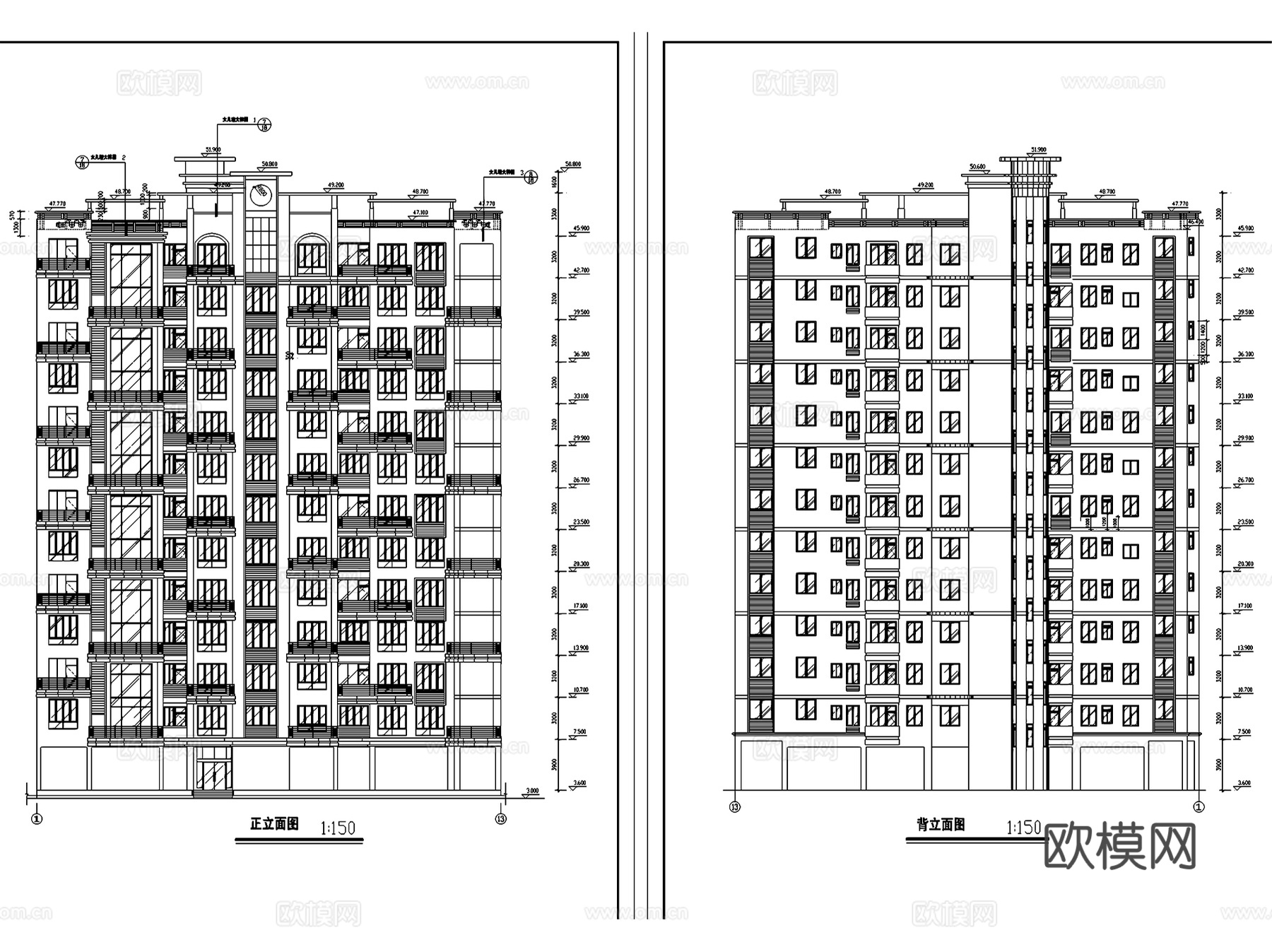 住宅楼单元楼居住建筑CAD施工图集 40套cad施工图