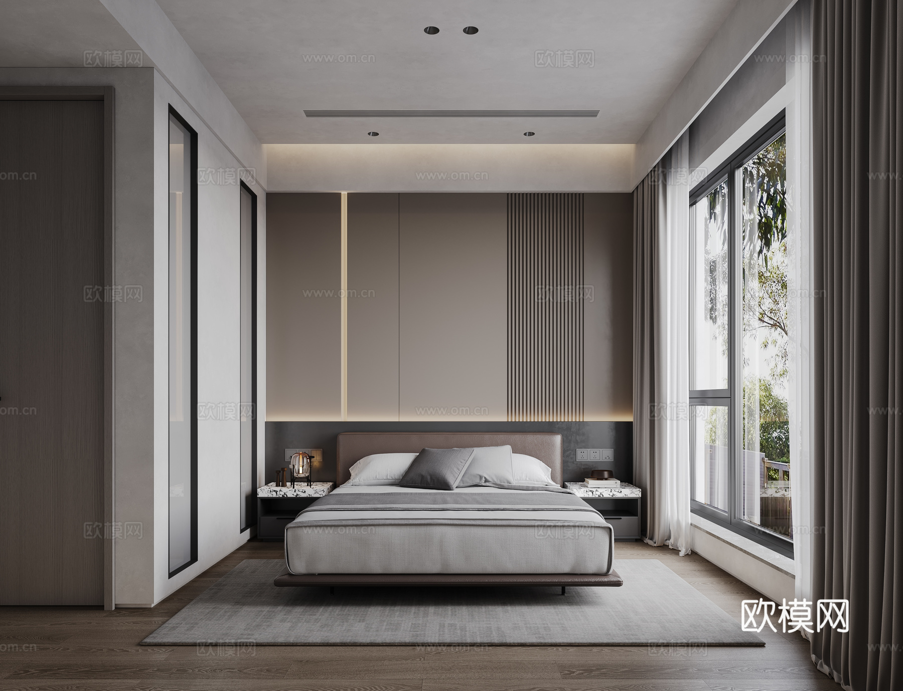 意式轻奢卧室3d模型下载