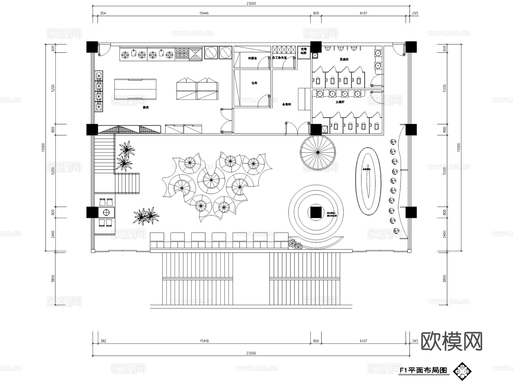 青柠一夏二层餐厅室内工装CAD施工图cad施工图