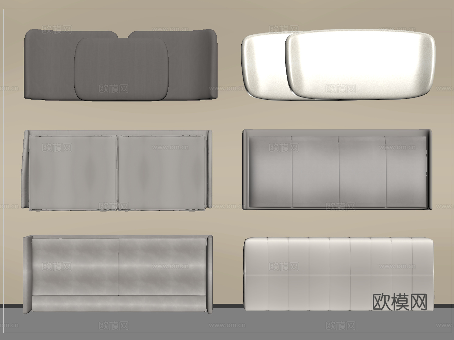 现代床靠背 床品 床头su模型