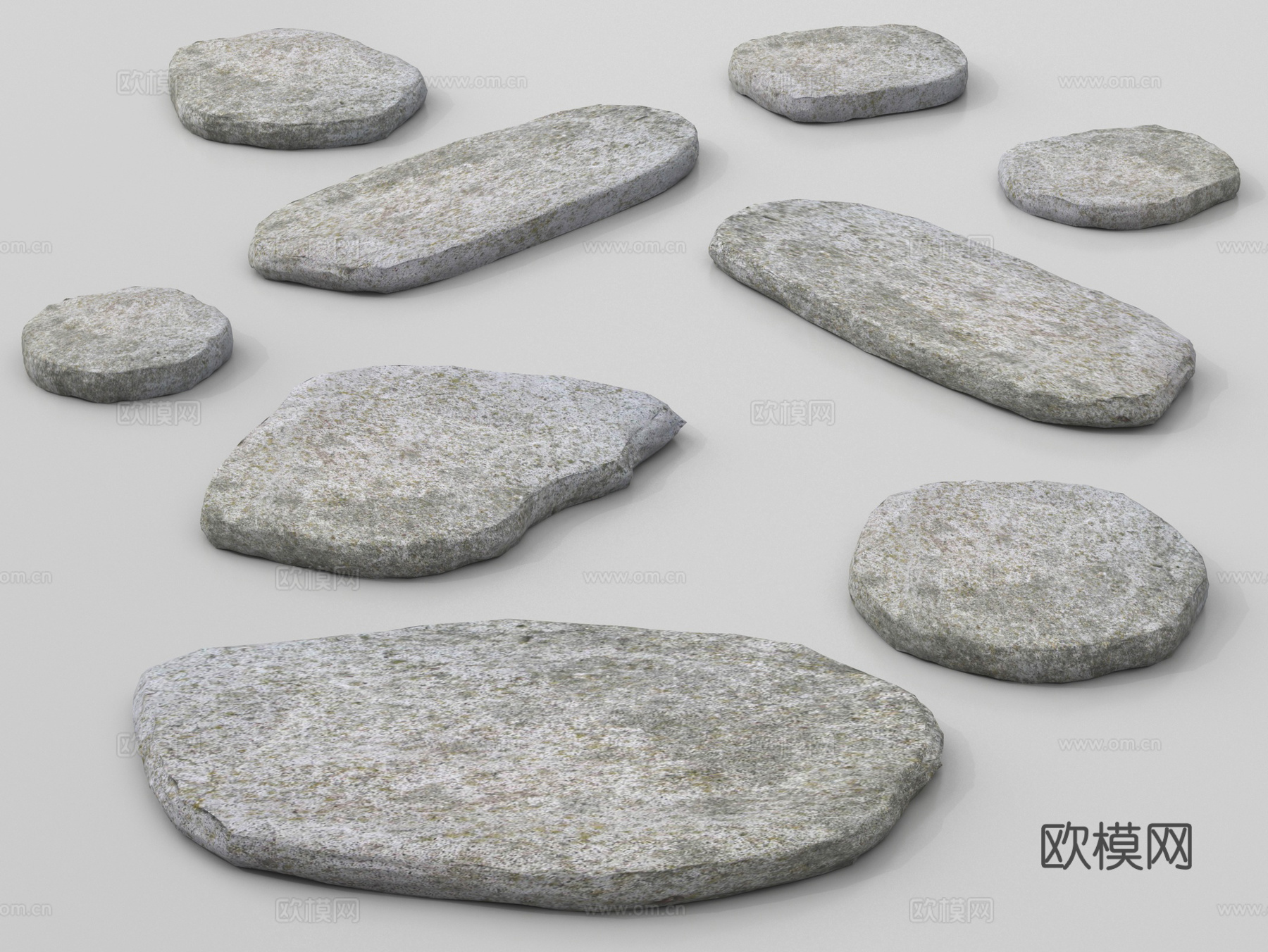 现代石板  景观石板 汀步su模型