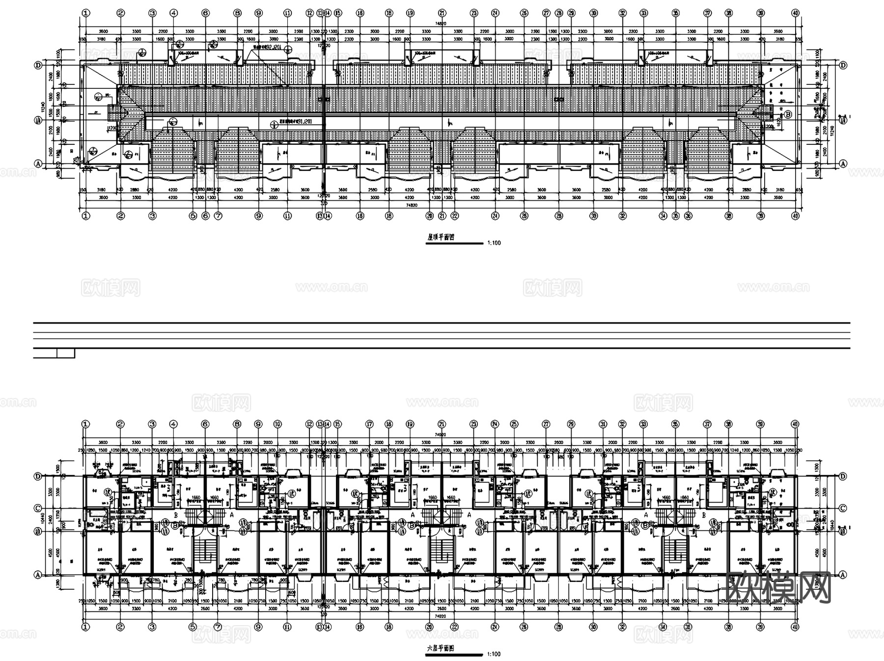 住宅楼单元楼居住建筑CAD施工图集 40套cad施工图