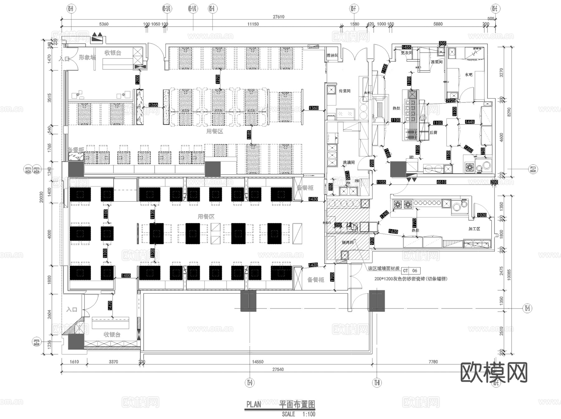 堂本家&amp;堂小锅日式餐厅室内工装CAD施工图整套cad施工图