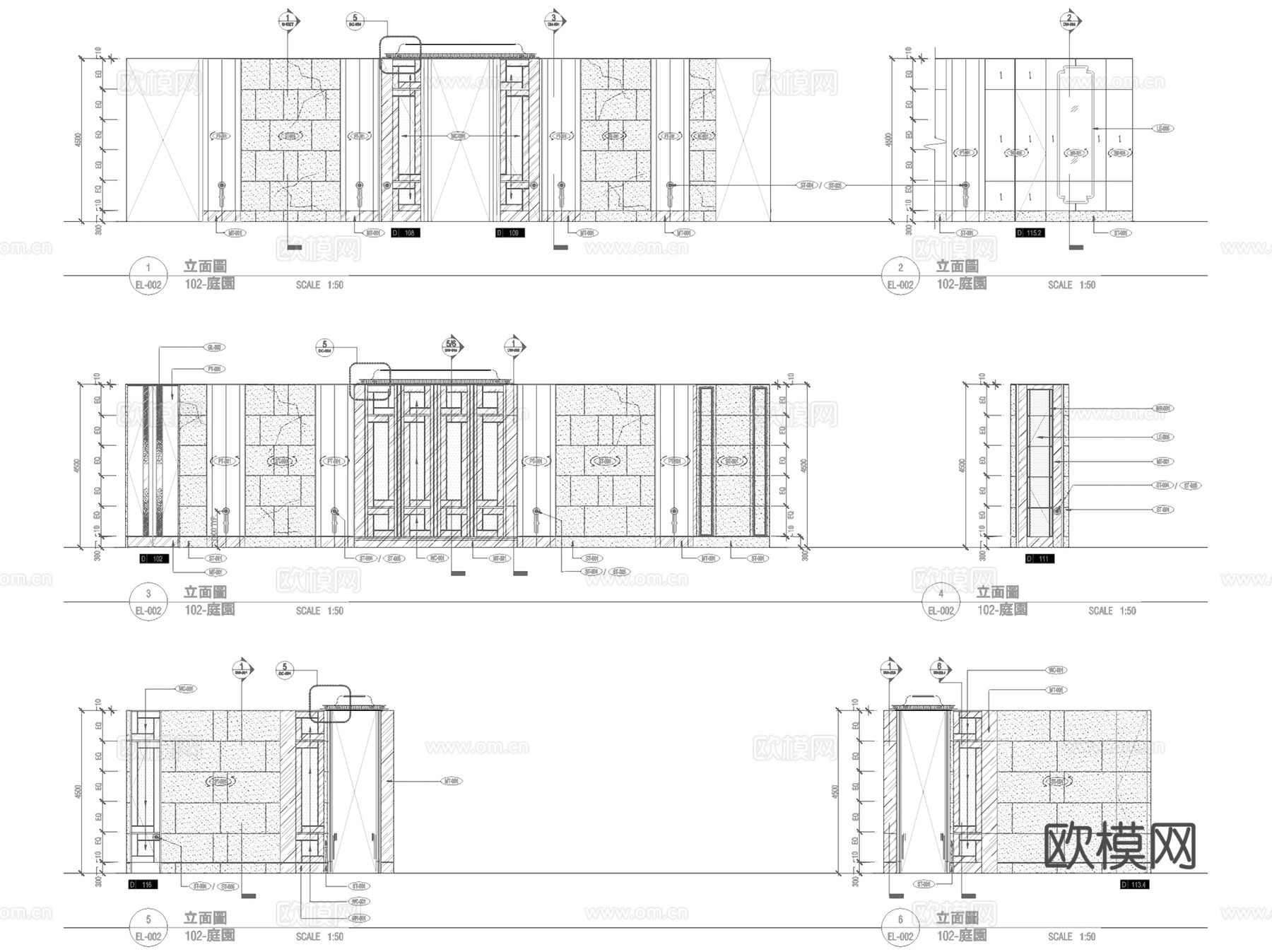 上海四季酒店二层中餐厅室内工装CAD施工图整套cad施工图