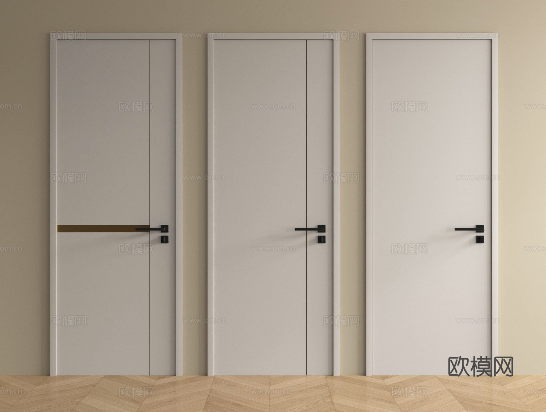 现代单开门 平开门 卧室门 实木门3d模型下载