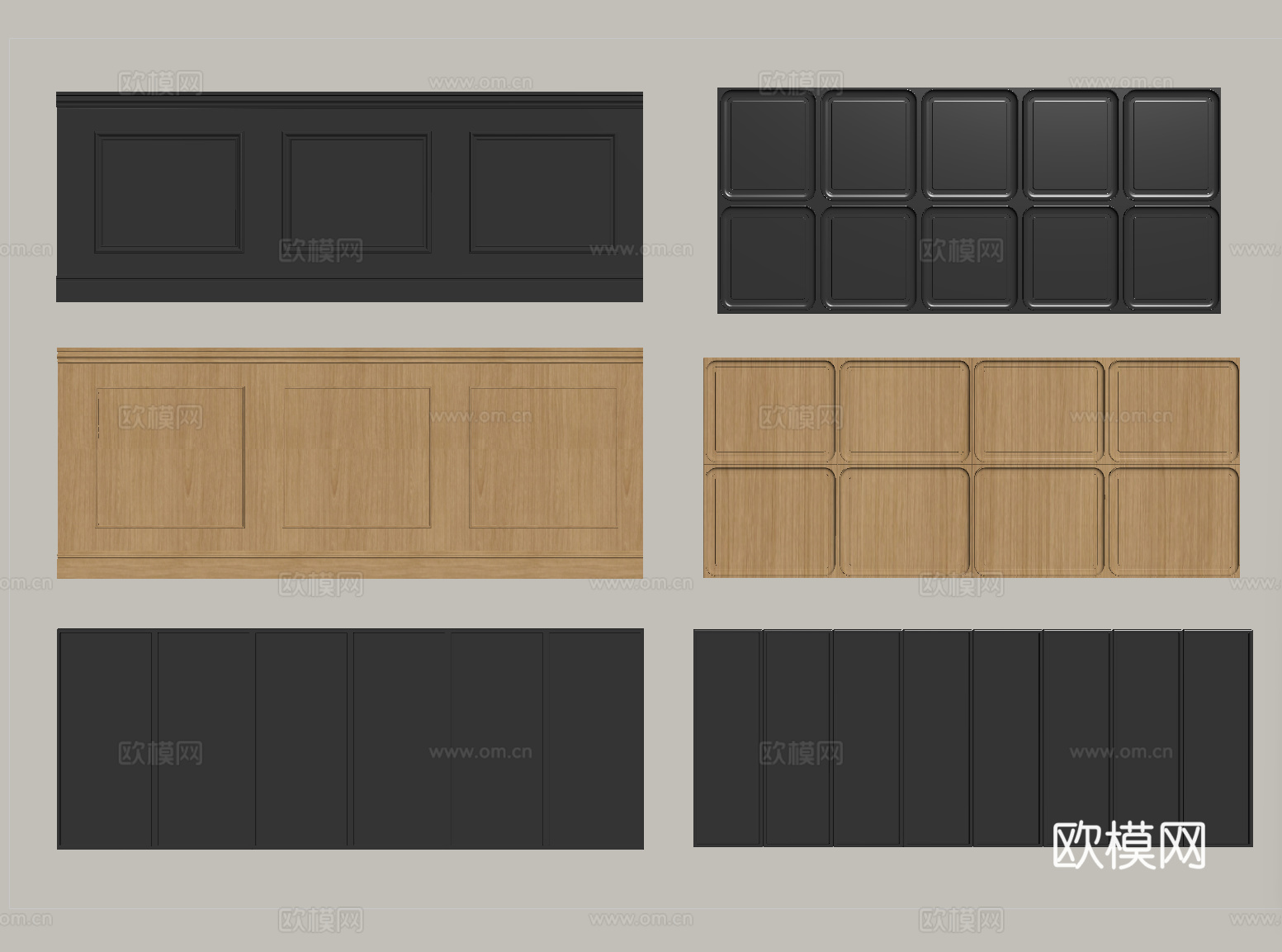法式护墙板 法式墙裙 长城板su模型