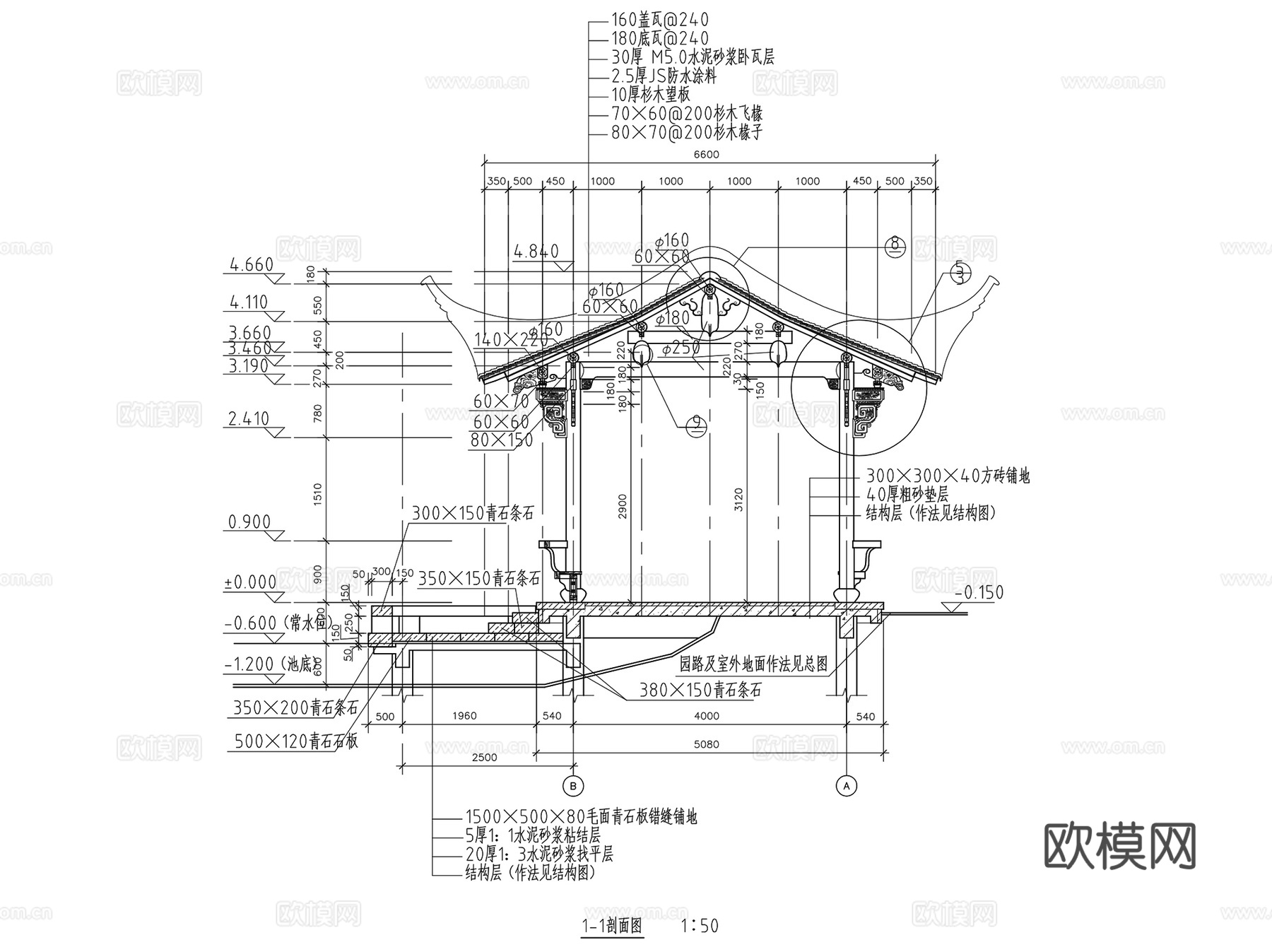 中式园林景观古建水榭CAD施工图集 3套cad施工图