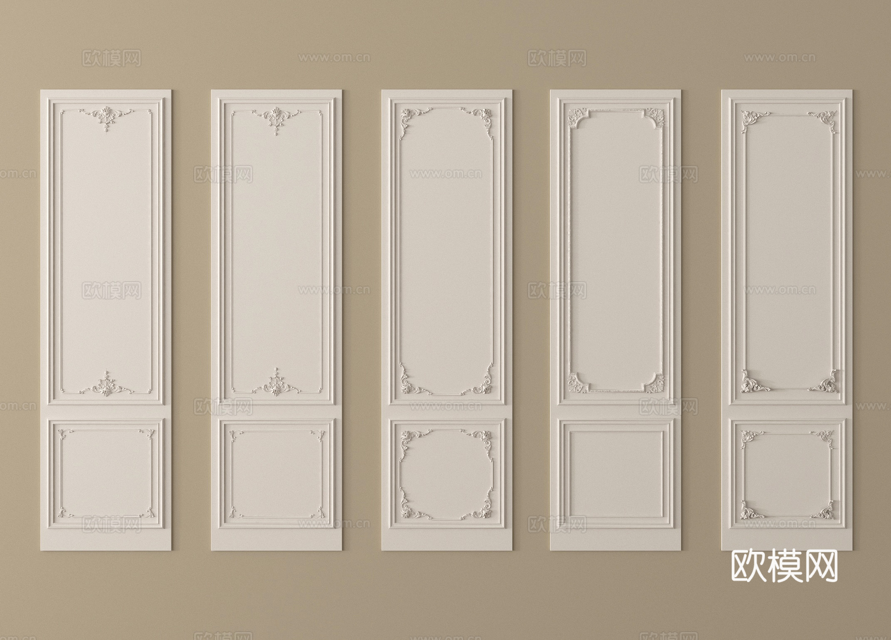 法式石膏线 背景板 护墙板su模型