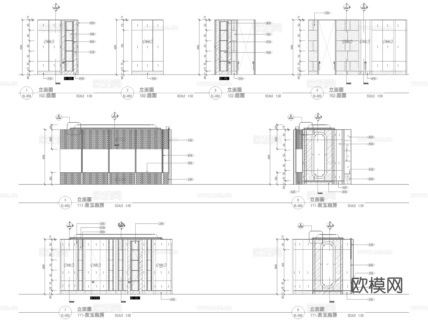 上海四季酒店二层中餐厅室内工装CAD施工图整套cad施工图