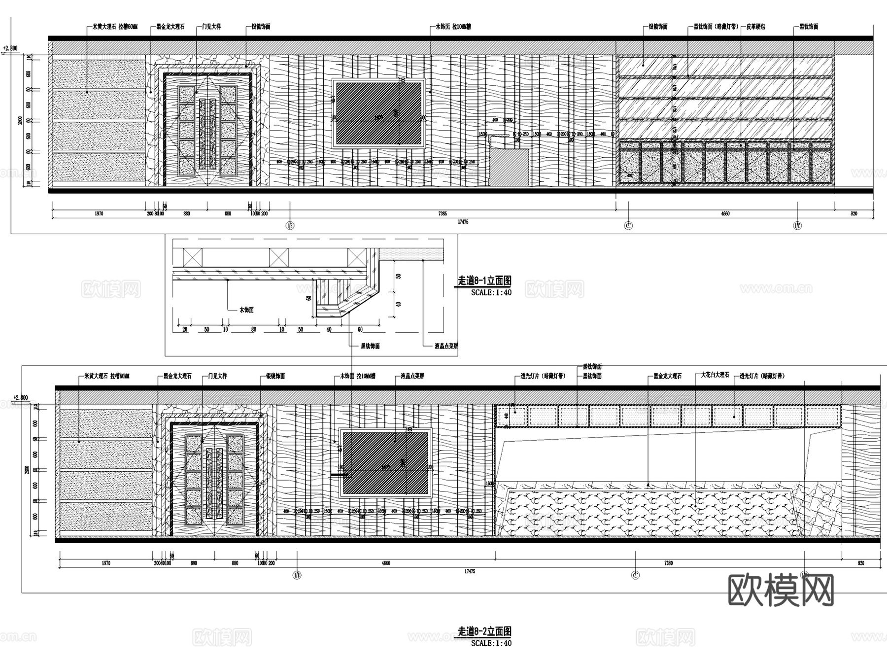 福清卓越酒店大堂及餐厅室内工装CAD施工图cad施工图