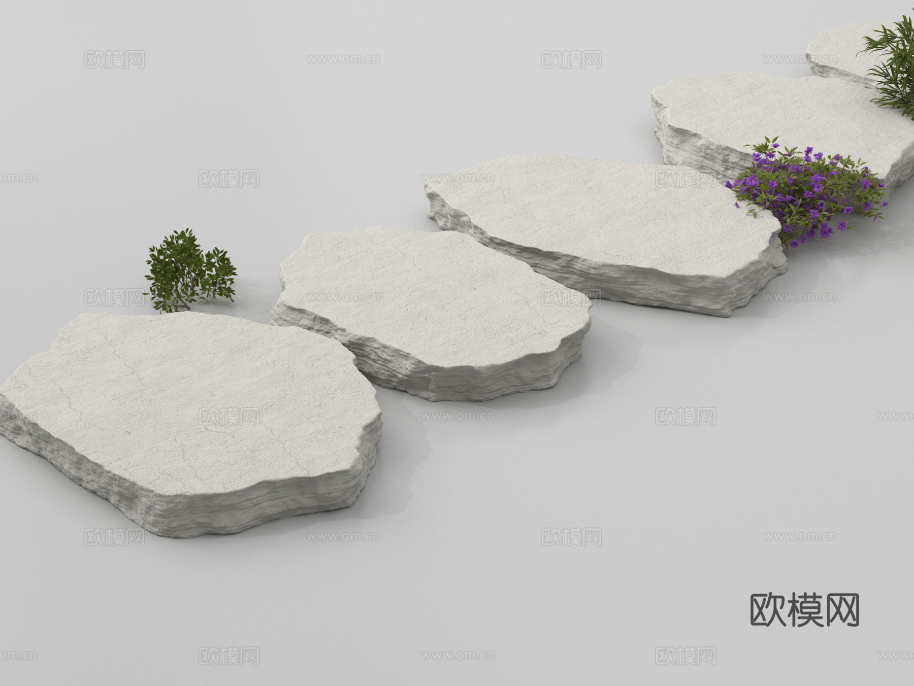 现代石板  景观石板 汀步su模型
