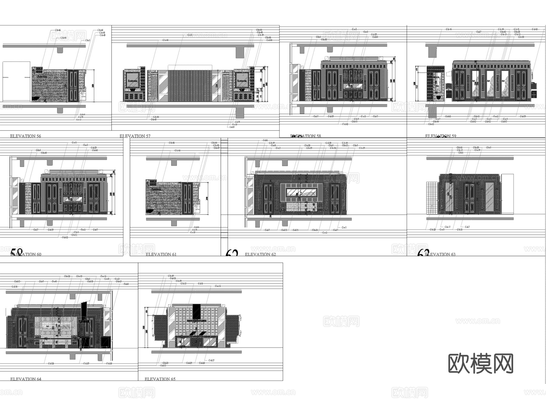 北京四季酒店采逸轩中餐厅室内工装CAD施工图整套cad施工图