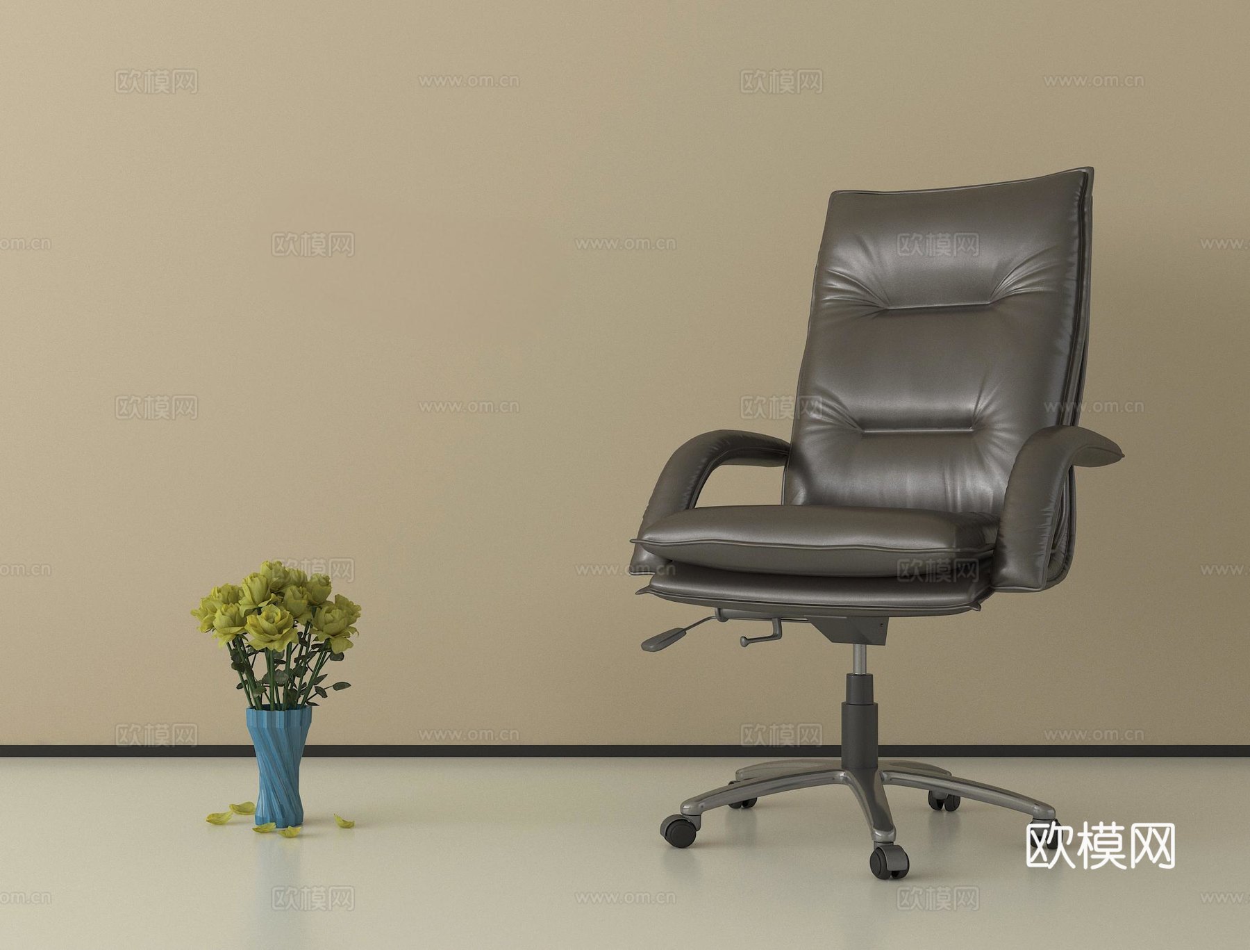 现代办公椅 有滑轮 会议椅 扶手椅3d模型下载