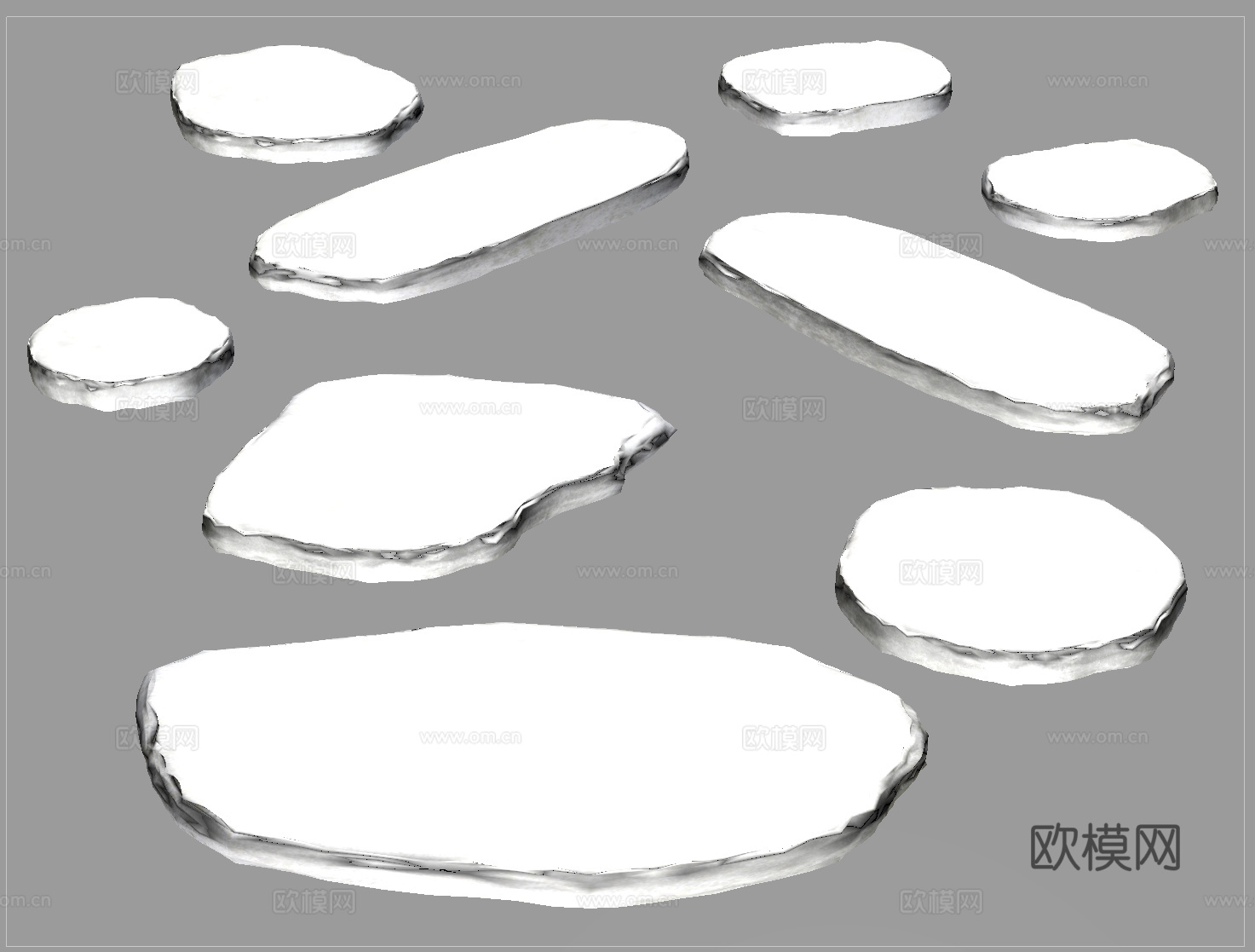 现代石板  景观石板 汀步su模型