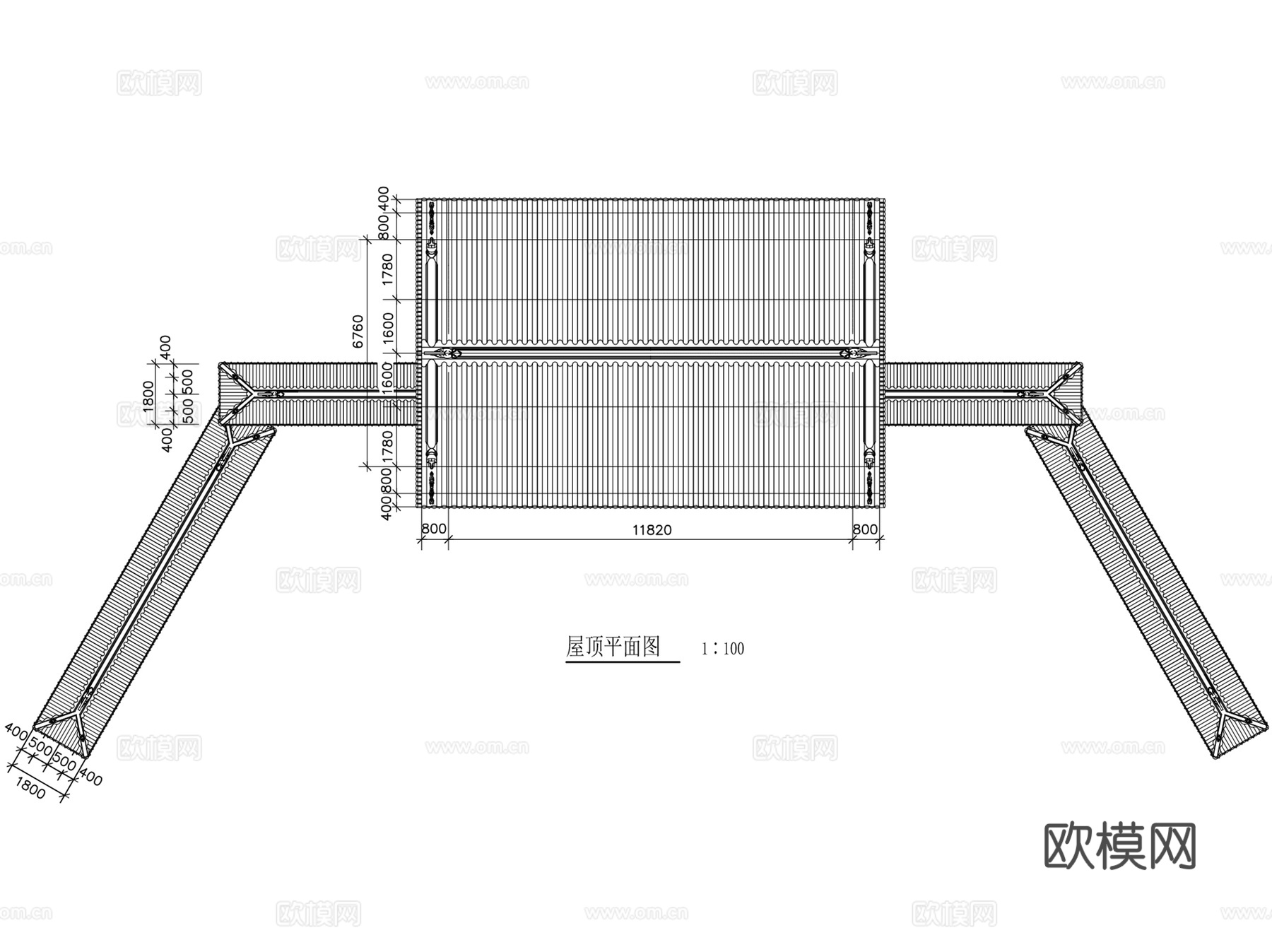 中式古建筑剖立面檐角雕花CAD施工图集 26套cad施工图