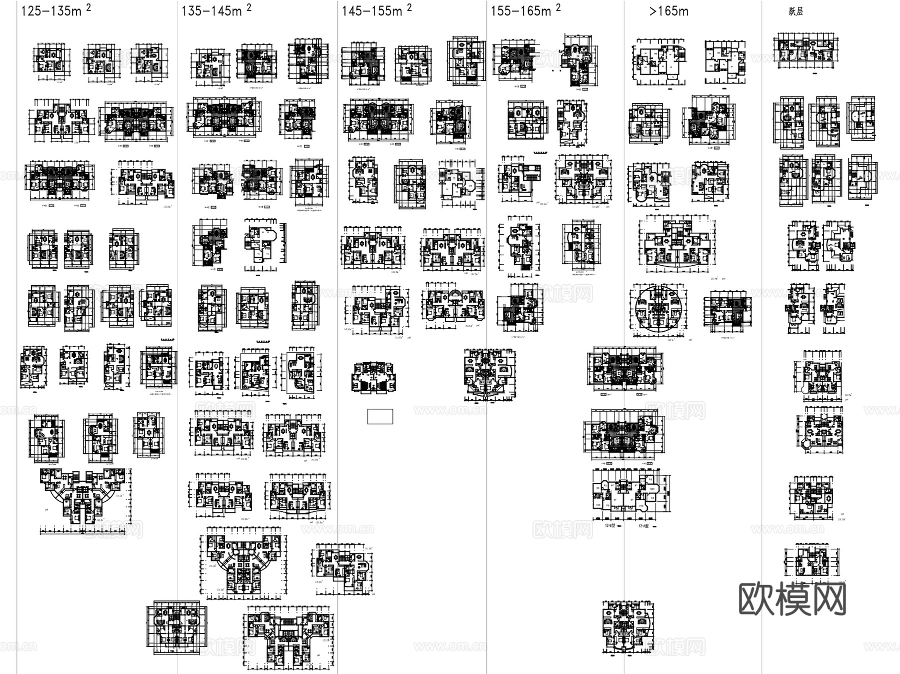 住宅建筑多种类户型图CAD平面施工图集 300套cad施工图